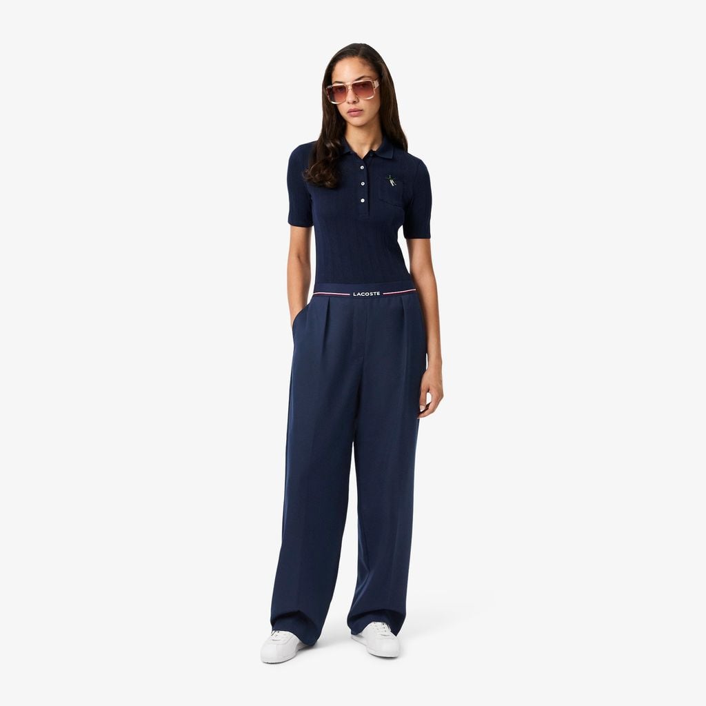 Quần Xếp Ly Lacoste Nữ Oversize Chất Liệu Len Pha