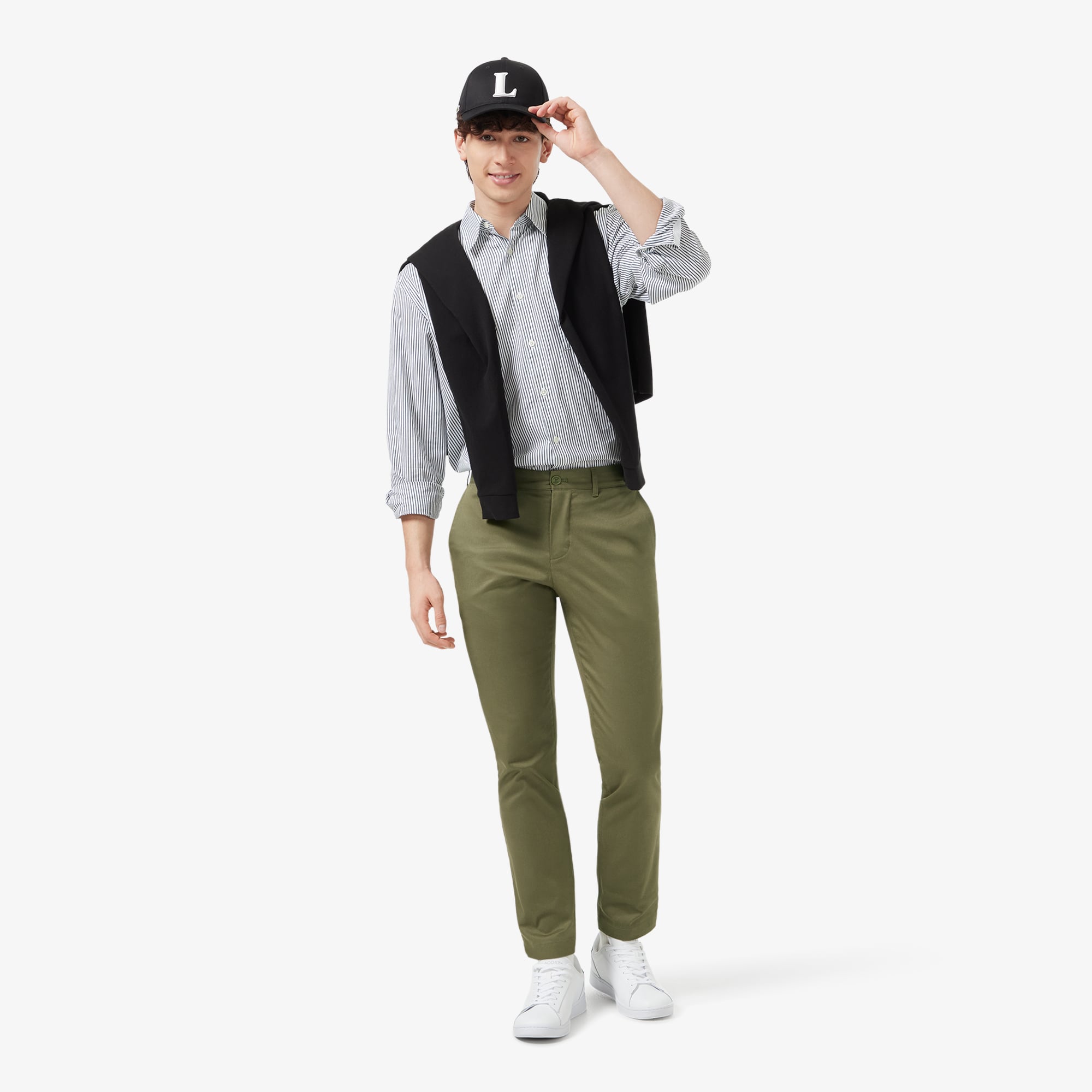 Quần Dài Lacoste Nam Ôm Dáng Chất Liệu Cotton Co Dãn