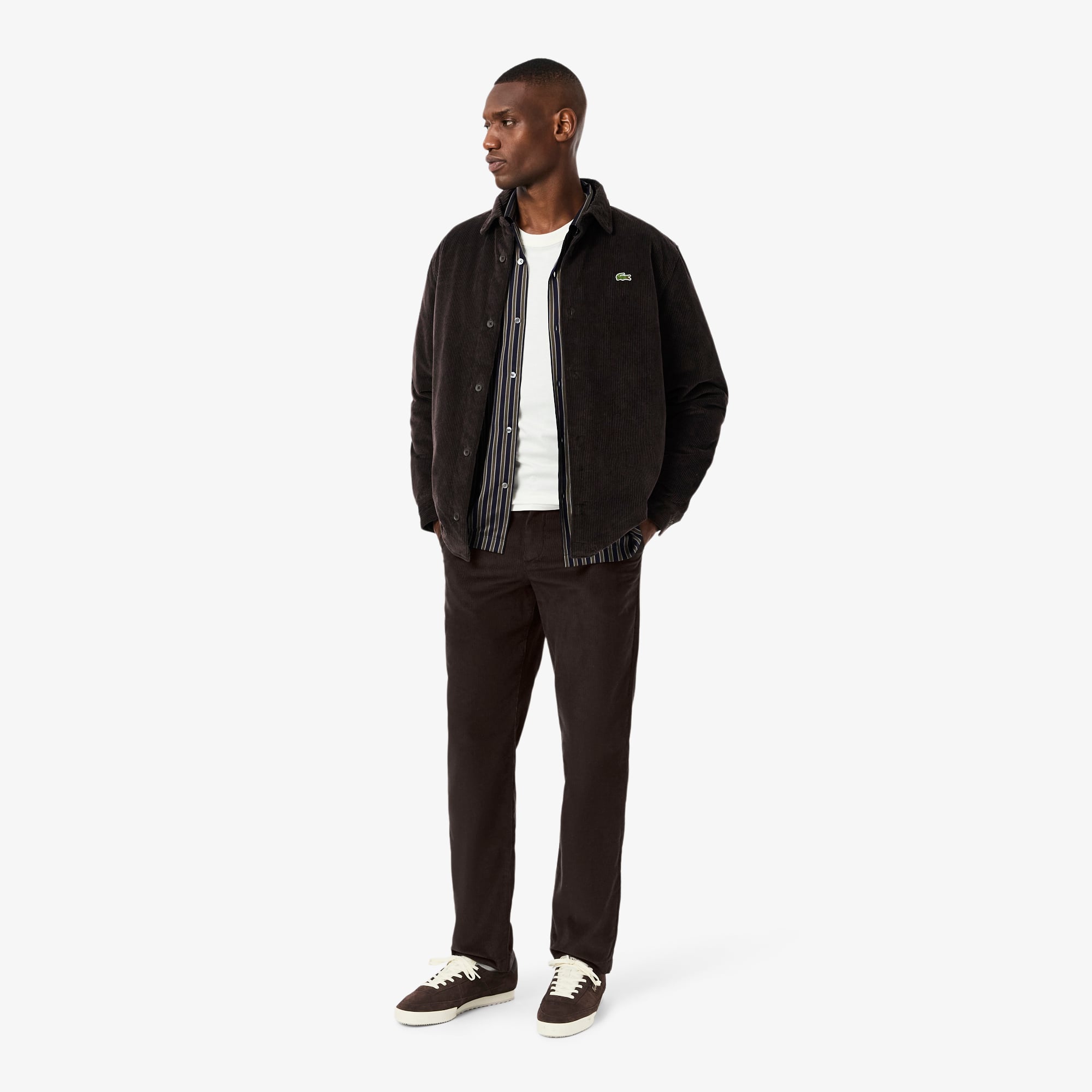 Quần Chino Lacoste Nam Ống Suông Chất Liệu Nhung Kẻ