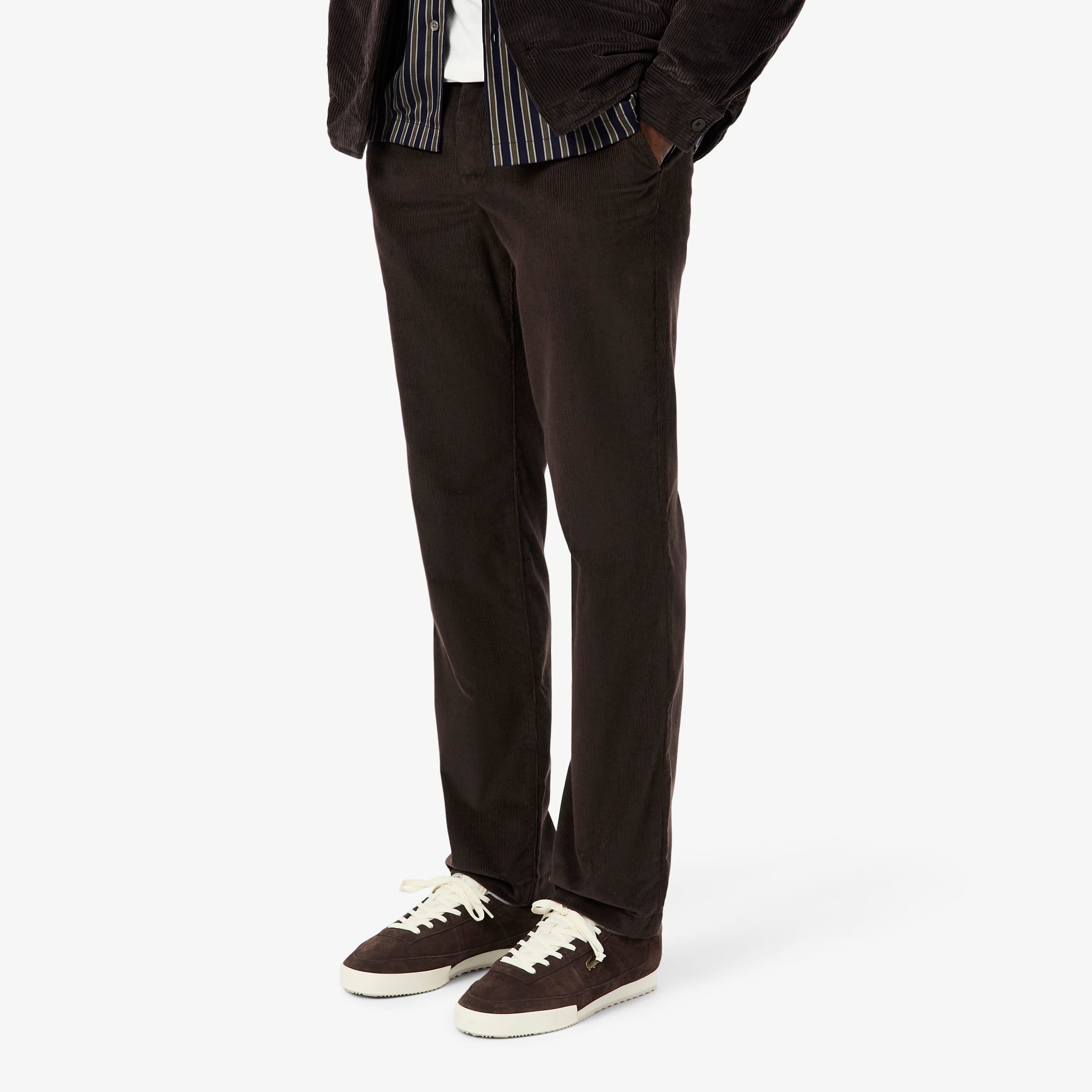 Quần Chino Lacoste Nam Ống Suông Chất Liệu Nhung Kẻ