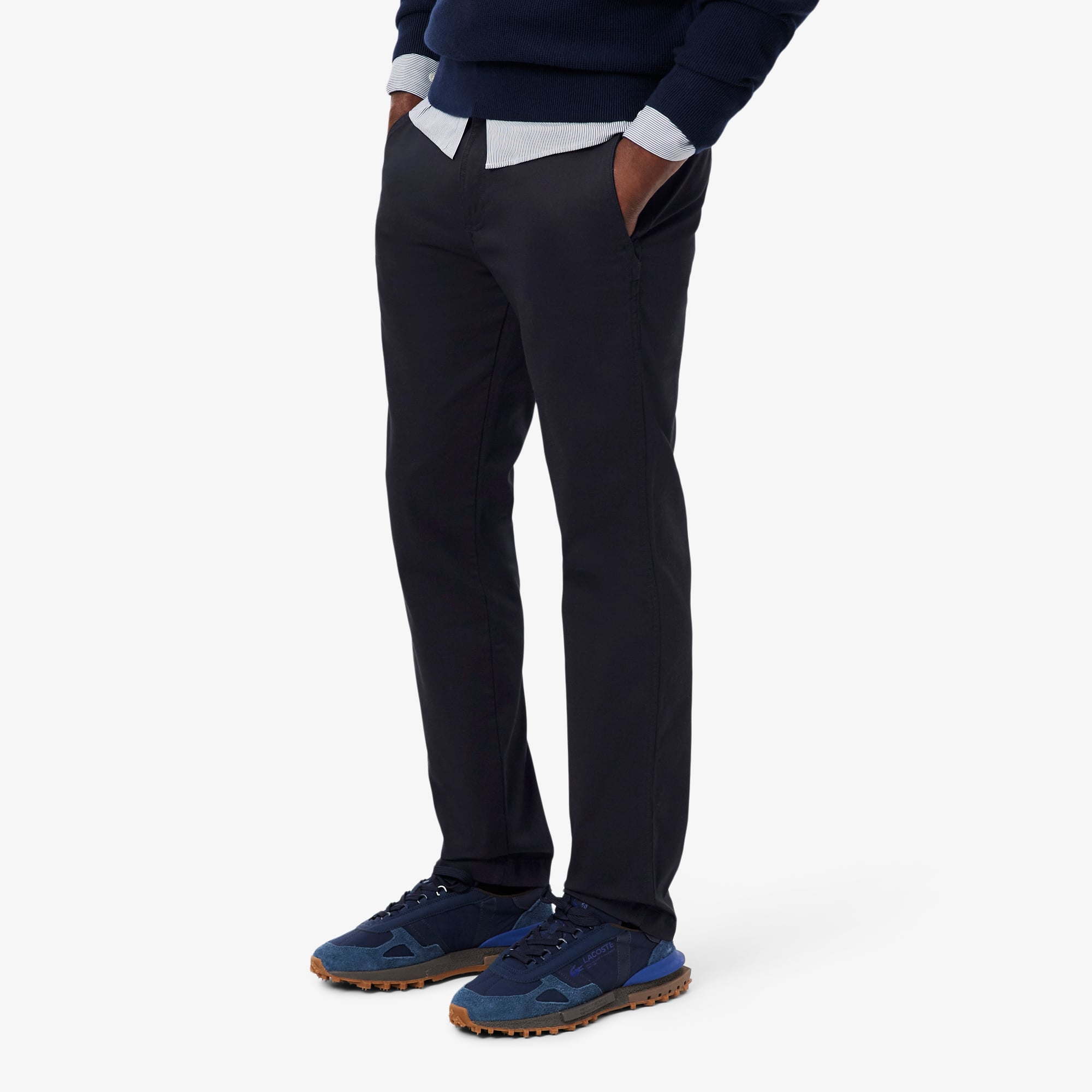 Quần Chino Lacoste Nam Ống Suông Chất Liệu Nhung Kẻ