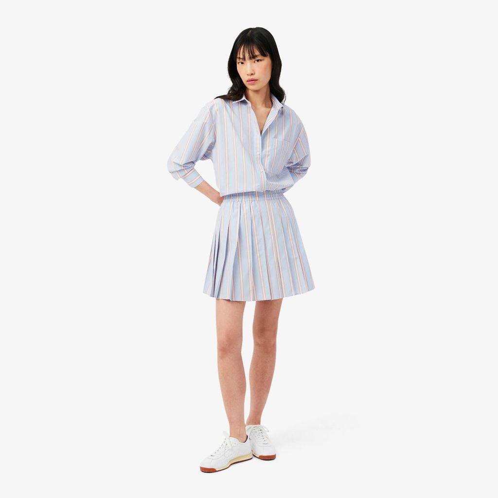 Váy Lacoste Nữ Chất Liệu Poplin Có Kẻ Sọc Xếp Ly