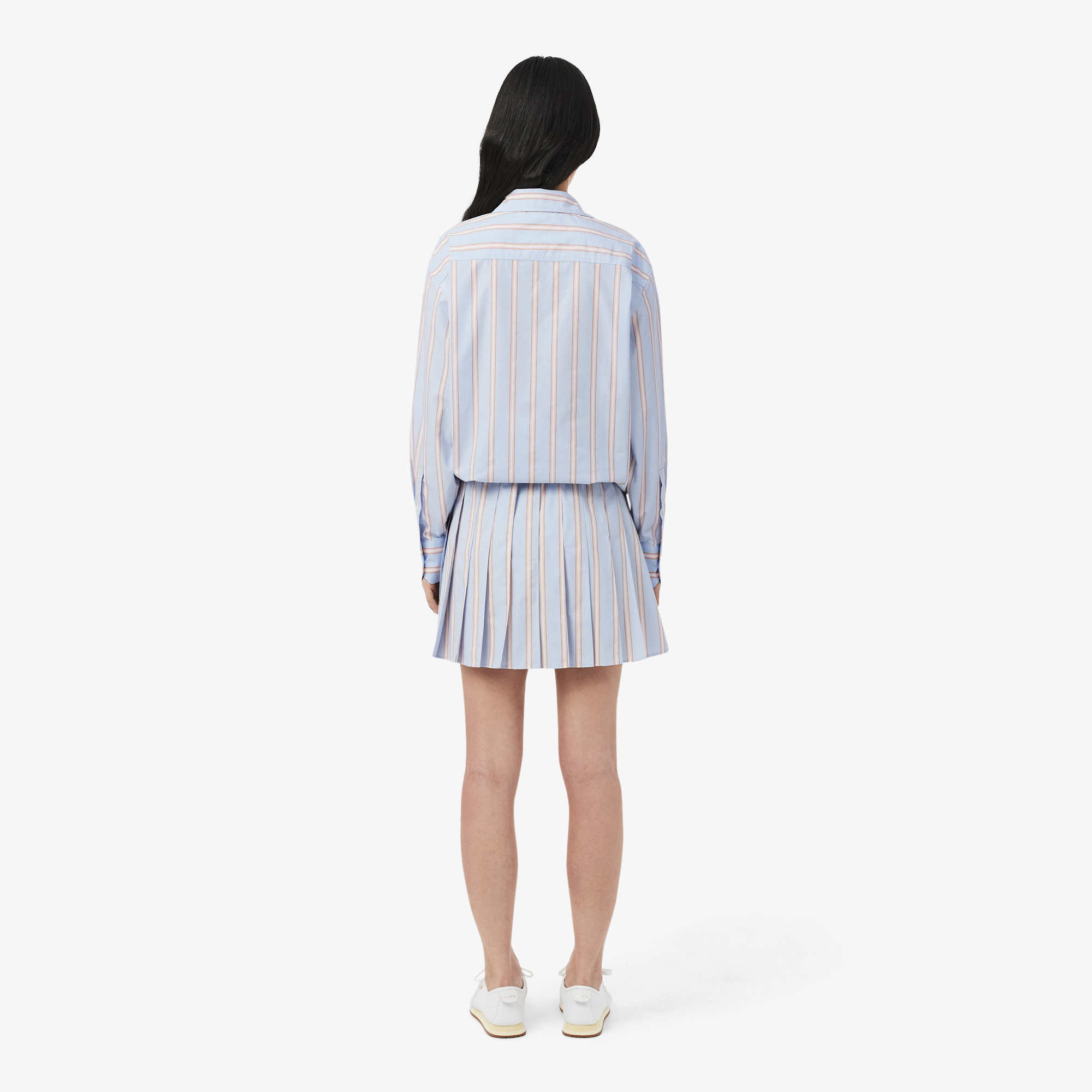 Váy Lacoste Nữ Chất Liệu Poplin Có Kẻ Sọc Xếp Ly