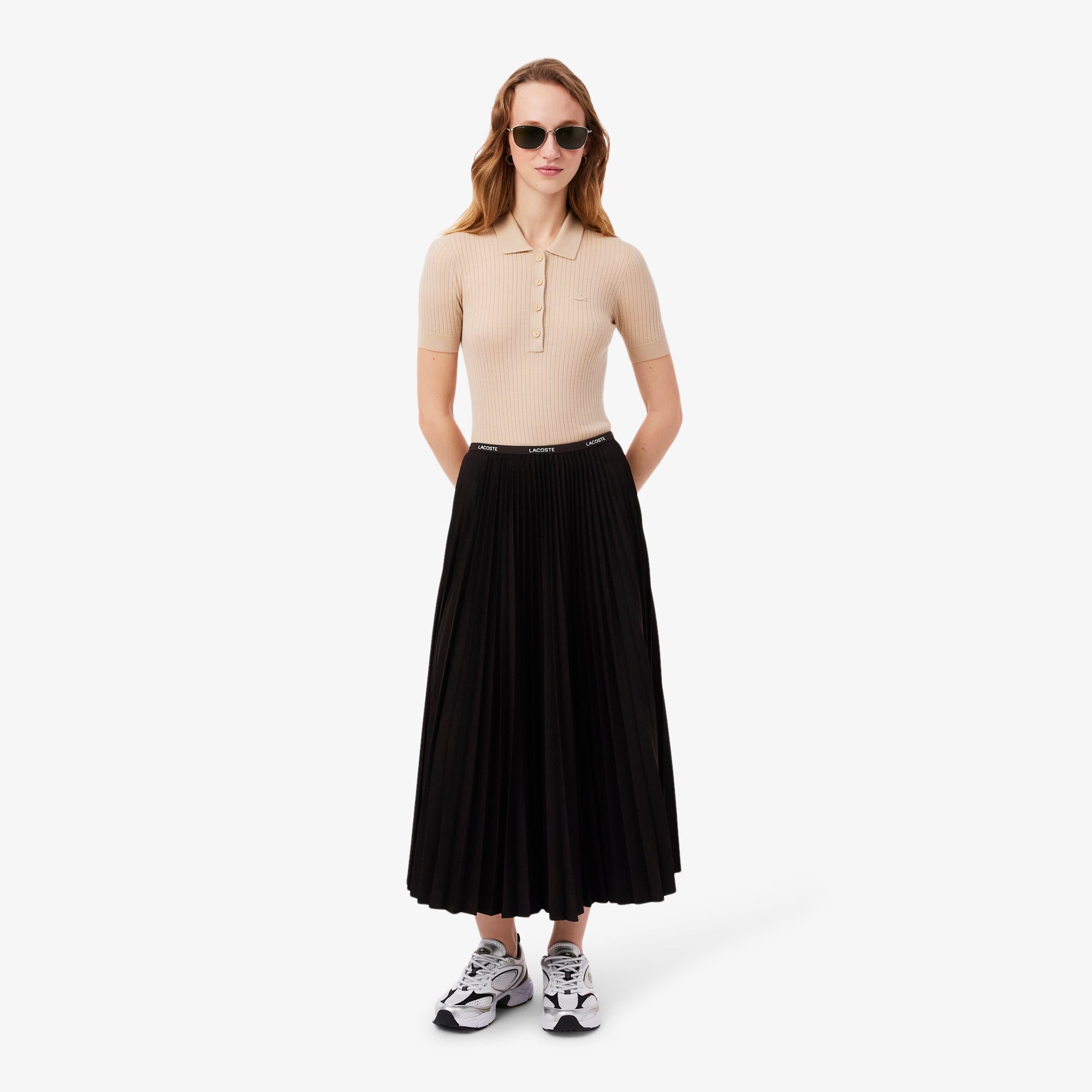Váy Dài Xếp Ly Lacoste Nữ Co Giãn Ở Eo