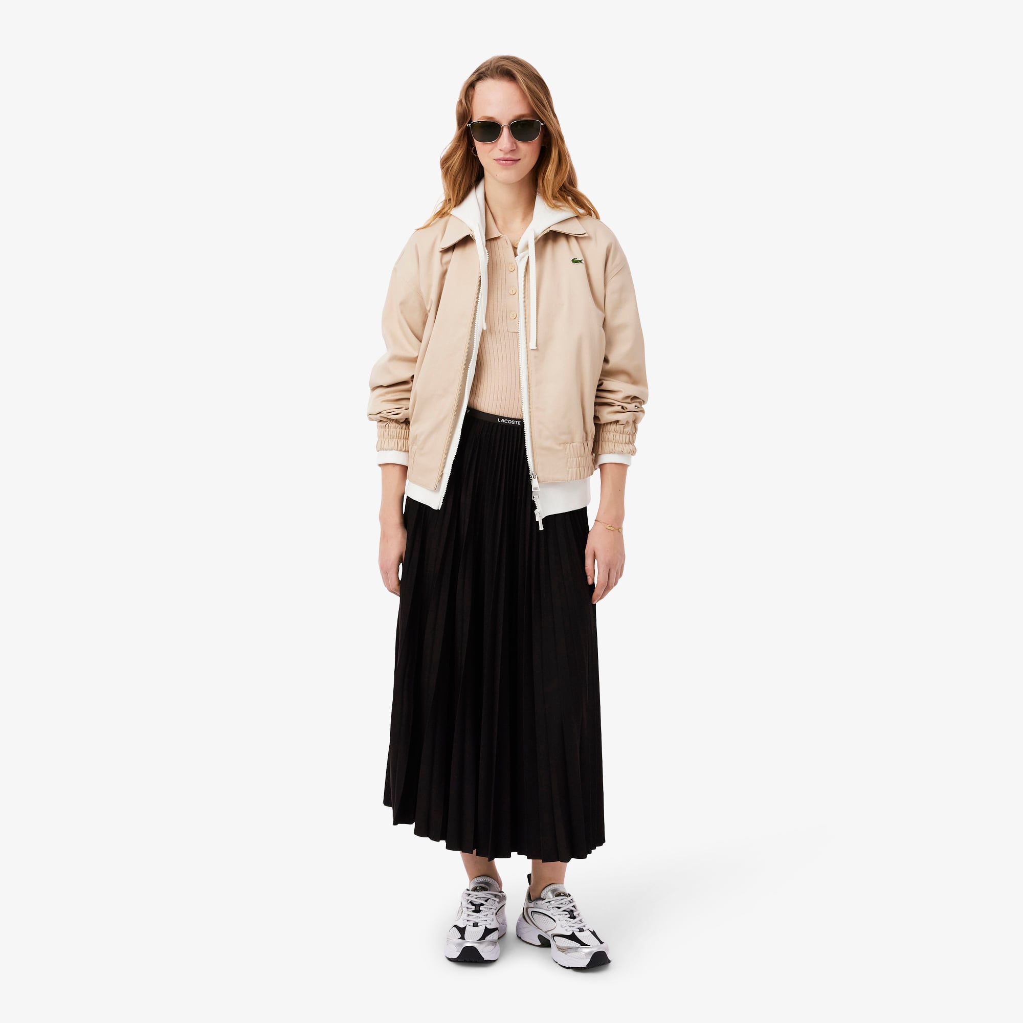 Váy Dài Xếp Ly Lacoste Nữ Co Giãn Ở Eo