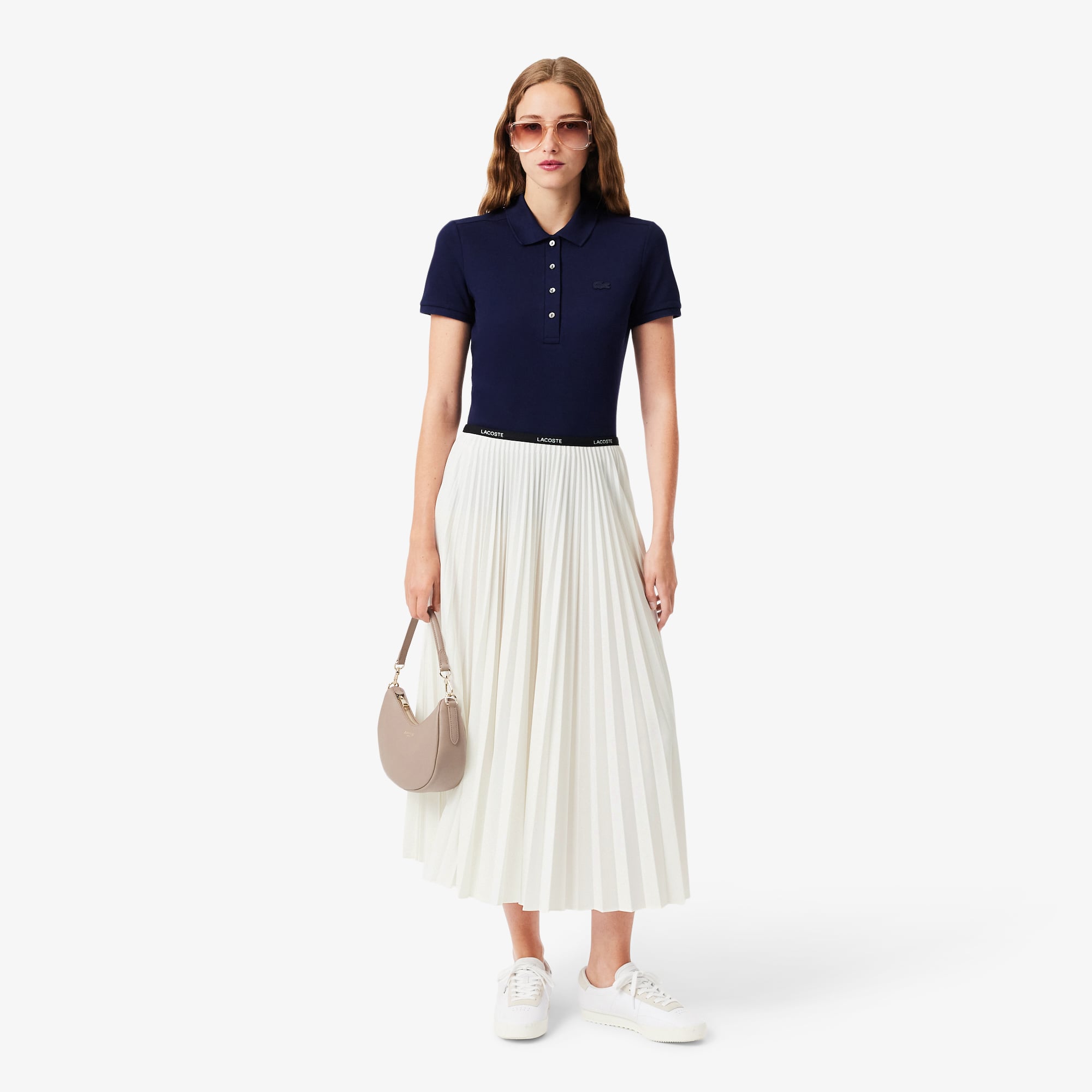 Váy Dài Xếp Ly Lacoste Nữ Co Giãn Ở Eo