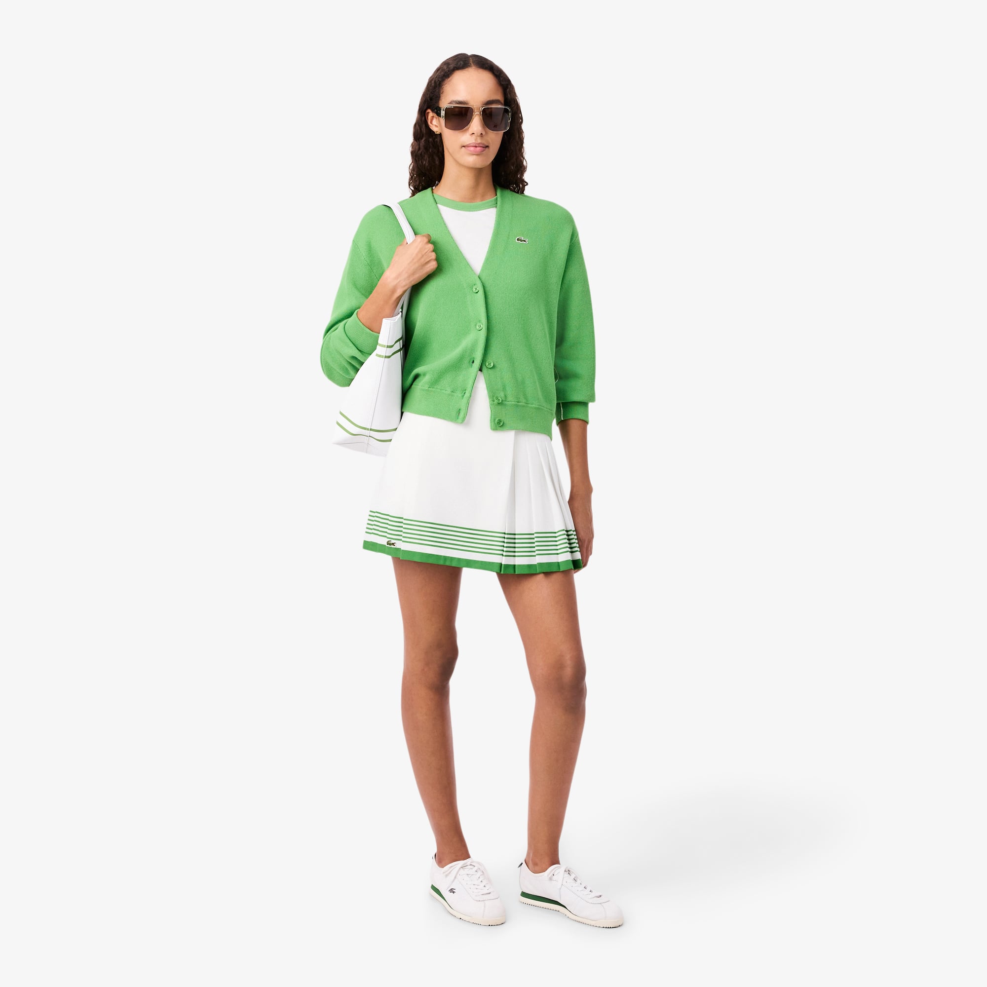 Váy Lacoste Nữ Chất Liệu Crepe Mềm Mại Xếp Ly