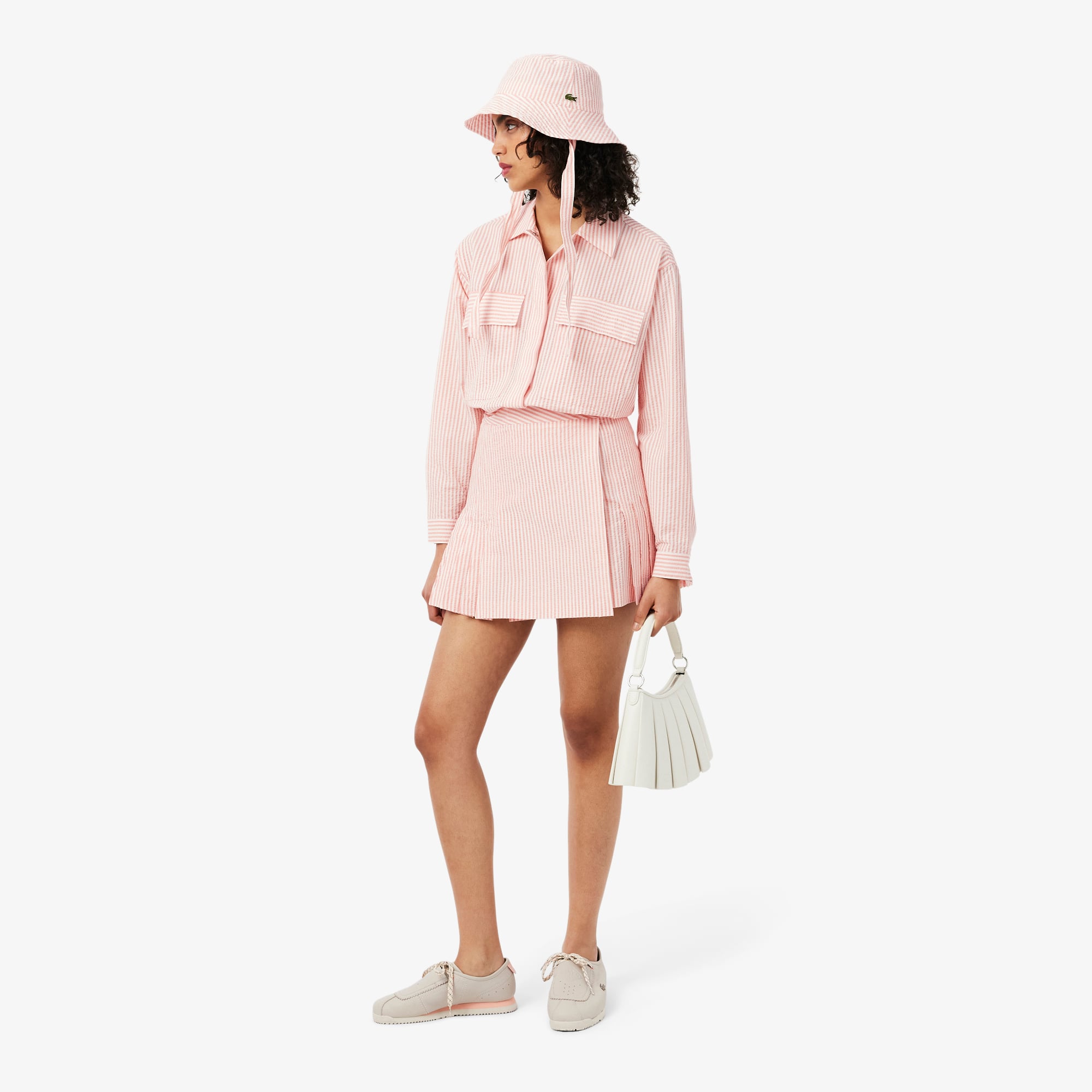 Váy Ngắn Lacoste Nữ Dáng Chữ A Chất Liệu Seersucker