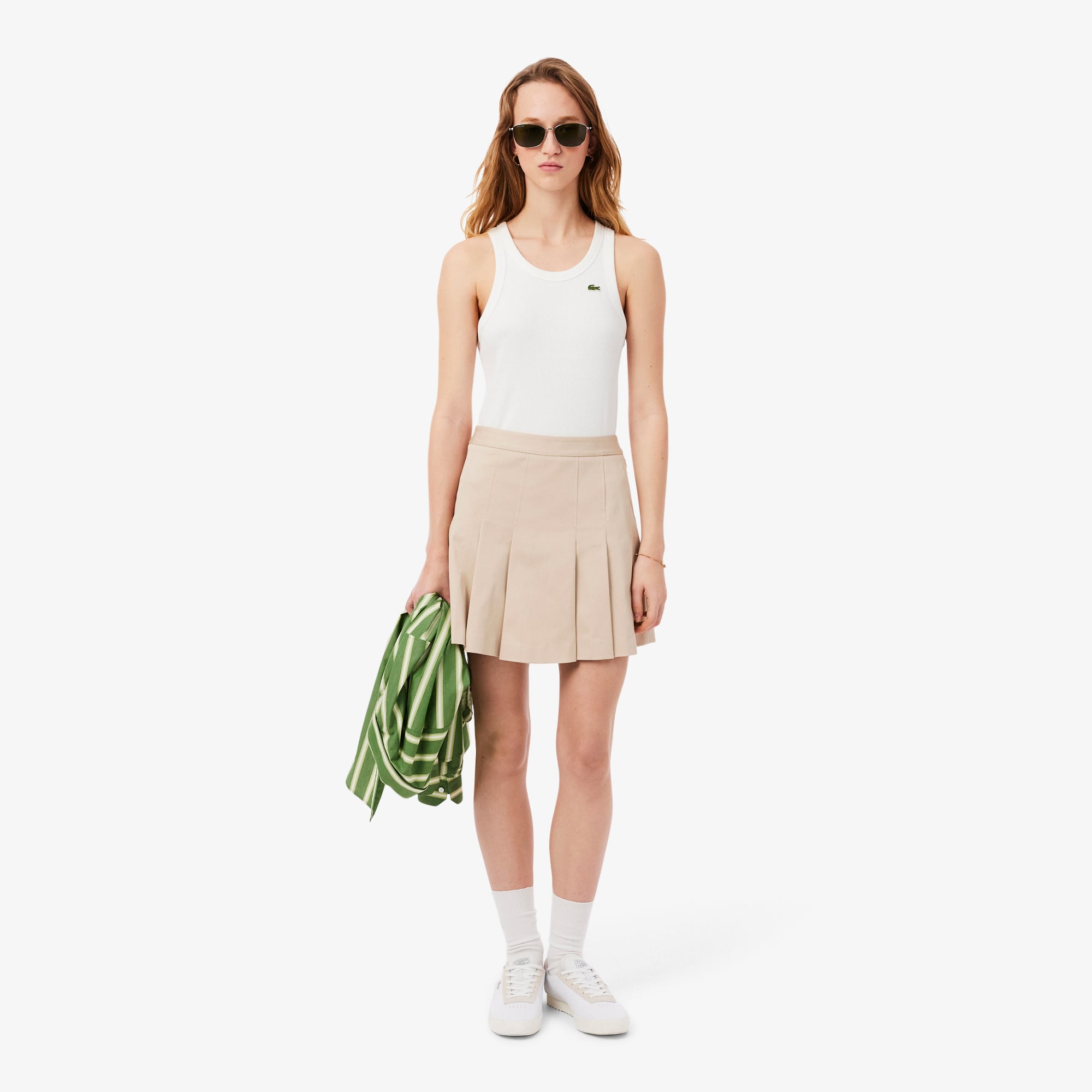 Váy Xếp Ly Ngắn Lacoste Nữ Chất Liệu Cotton Co Giãn