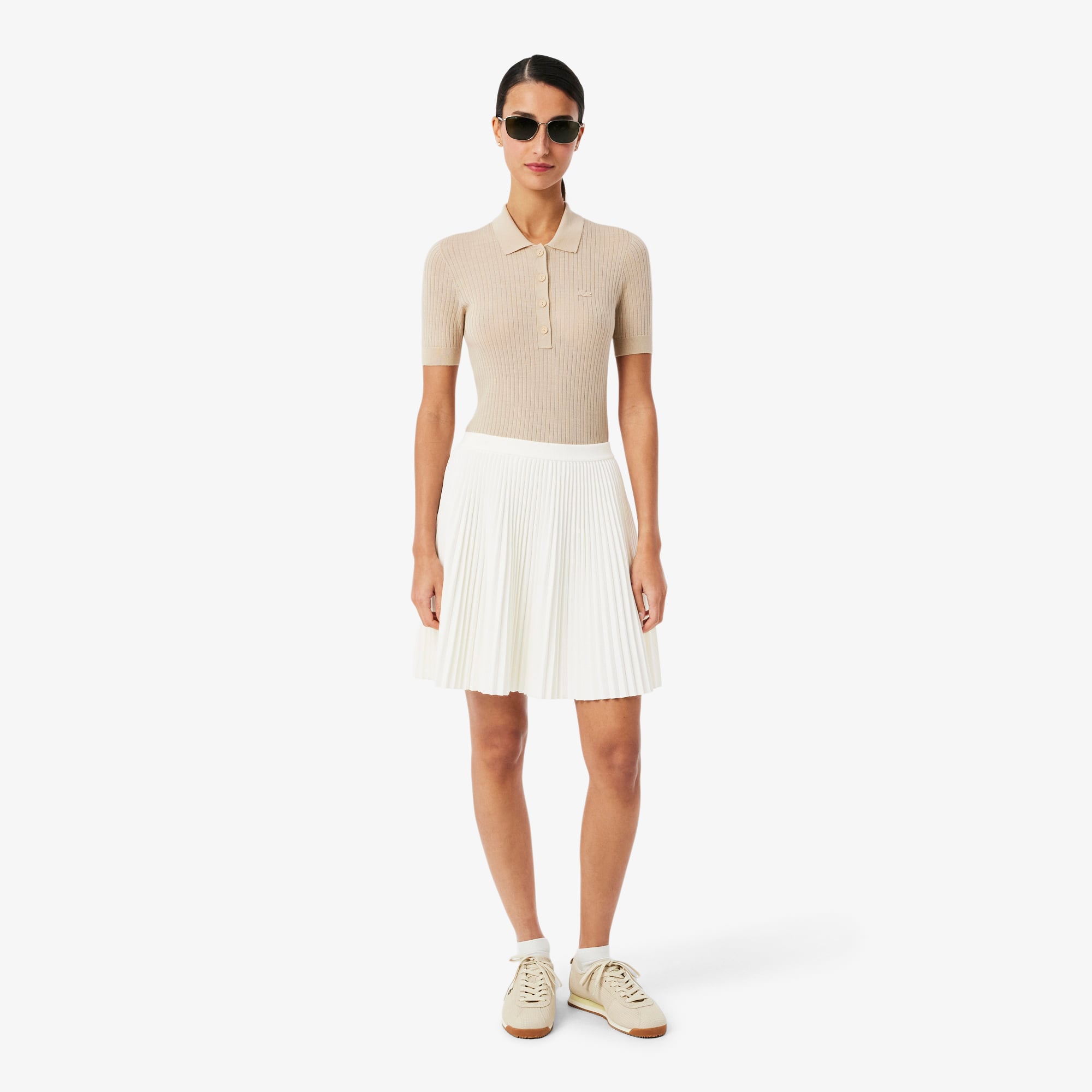 Váy Ngắn Lacoste Nữ Dáng Chữ A Có Lưới Xếp Ly