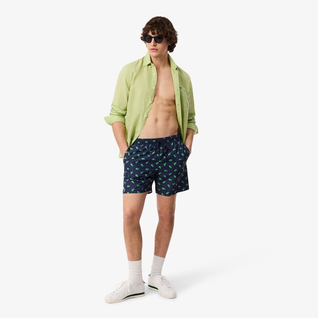 Quần Bơi Trunk Lacoste Nam Độ Dài Trung Bình In Hình Cá Sấu