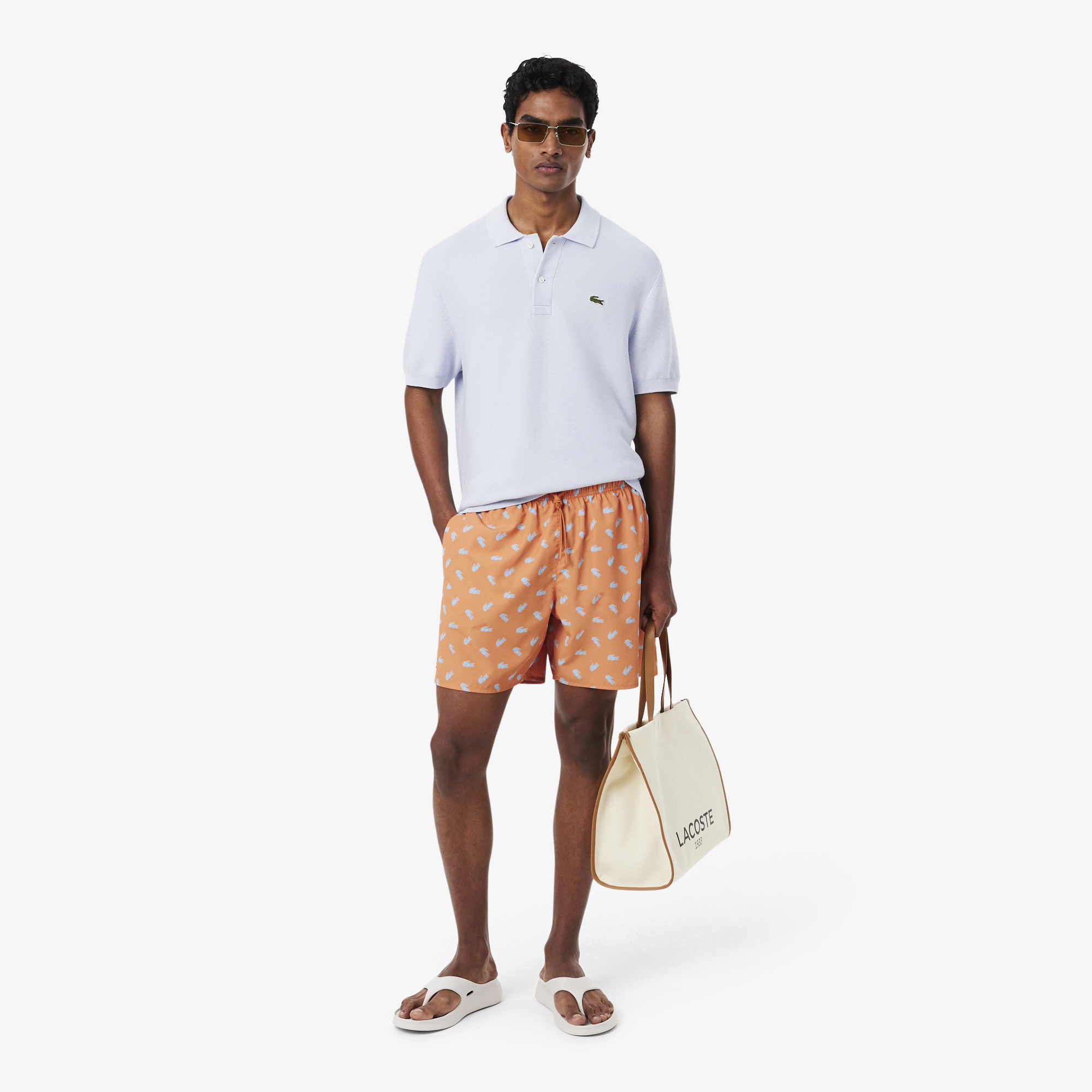 Quần Bơi Trunk Lacoste Nam Độ Dài Trung Bình In Hình Cá Sấu