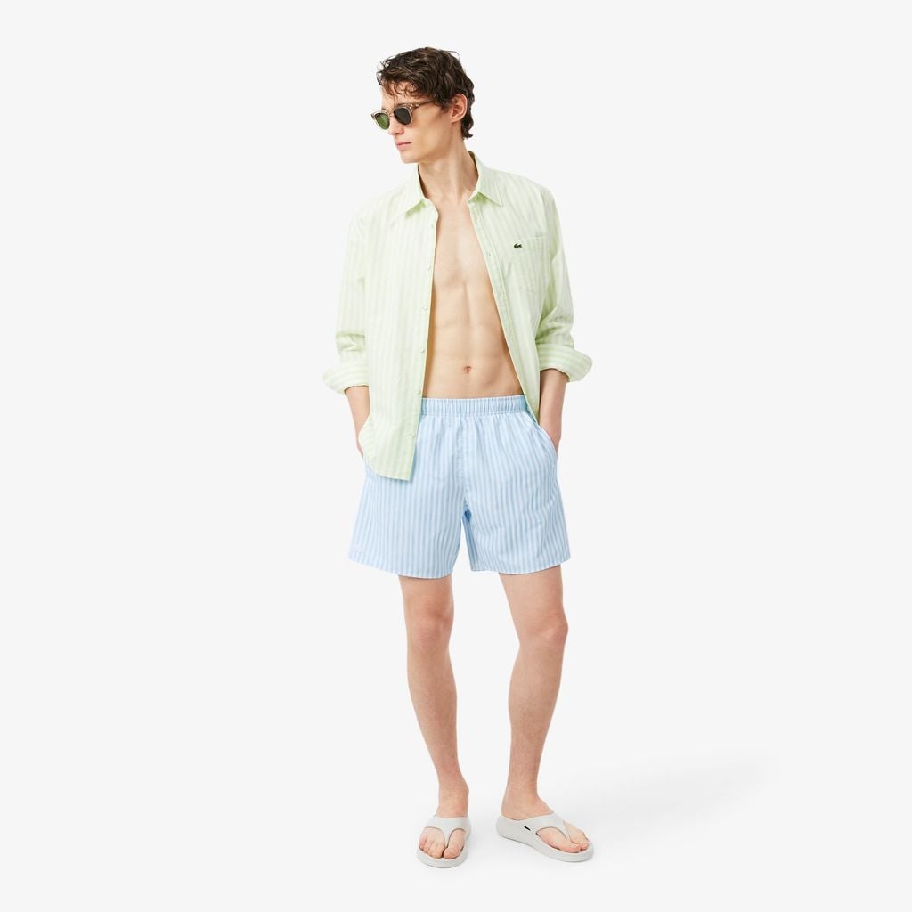 Quần Bơi Trunk Lacoste Nam Kẻ Sọc Độ Dài Trung Bình