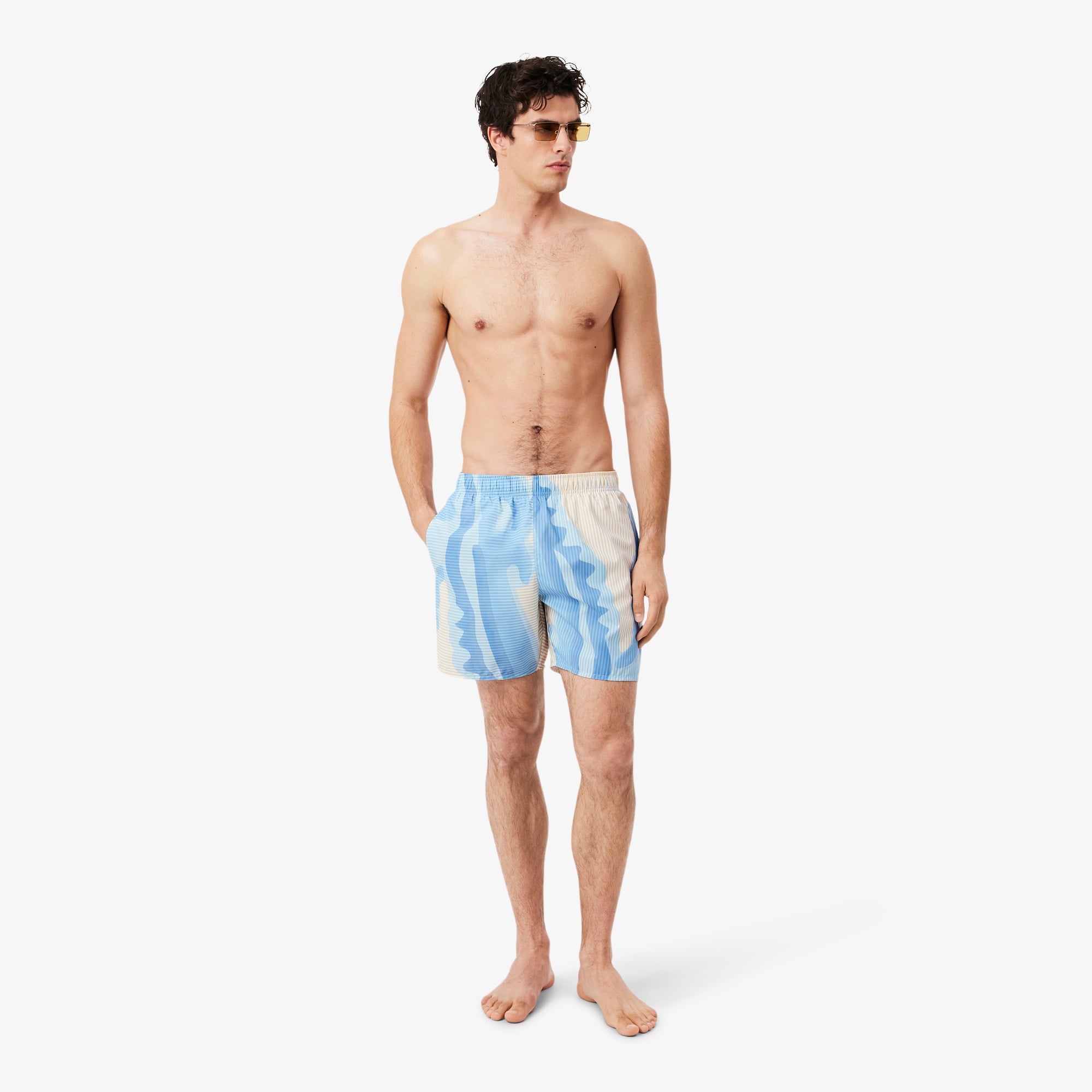Quần Bơi Trunk Lacoste Nam Kẻ Sọc Độ Dài Trung Bình