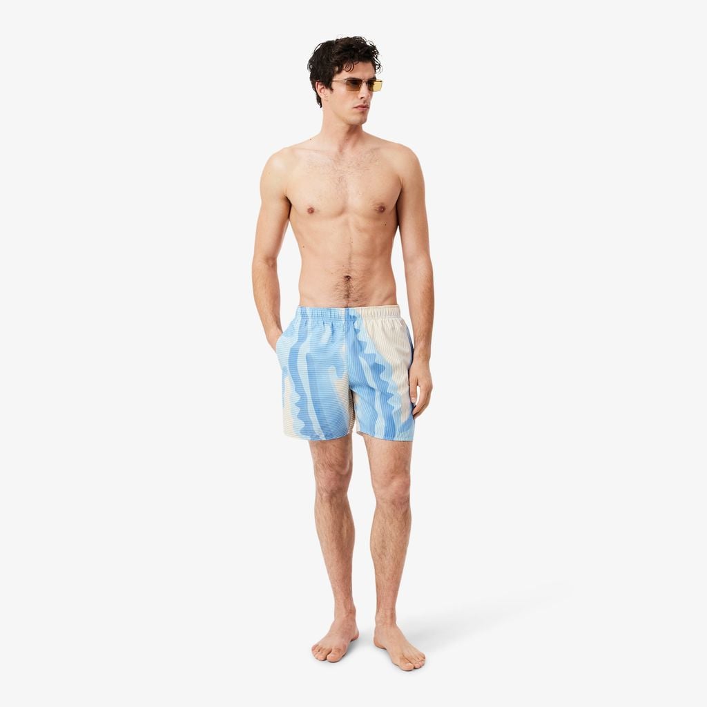 Quần Bơi Trunk Lacoste Nam Kẻ Sọc Độ Dài Trung Bình