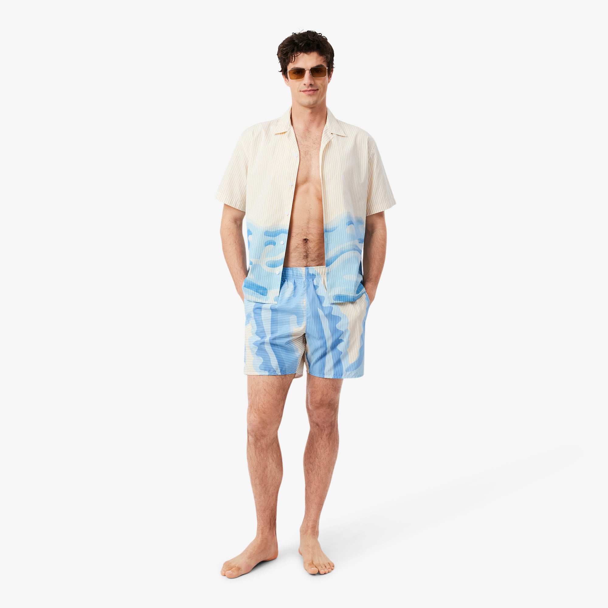 Quần Bơi Trunk Lacoste Nam Kẻ Sọc Độ Dài Trung Bình