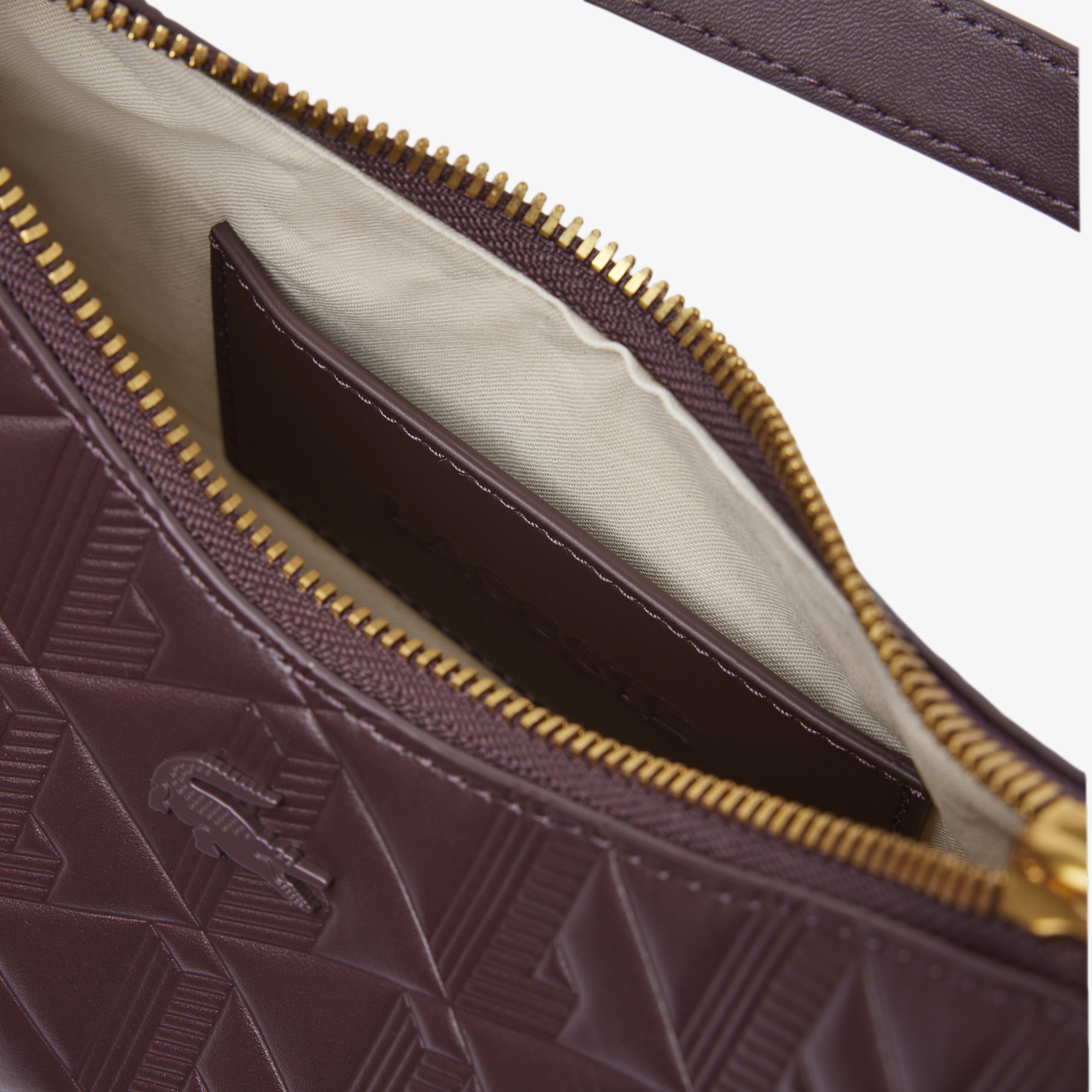 Túi Đeo Vai Bán Nguyệt Lacoste Nữ Maheki Dập Nổi Chất Liệu Da