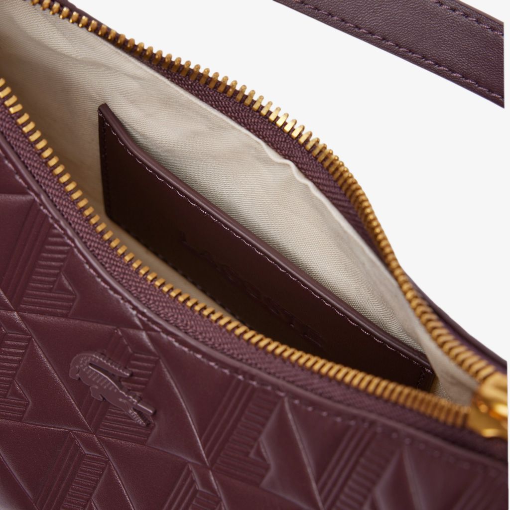 Túi Đeo Vai Bán Nguyệt Lacoste Nữ Maheki Dập Nổi Chất Liệu Da