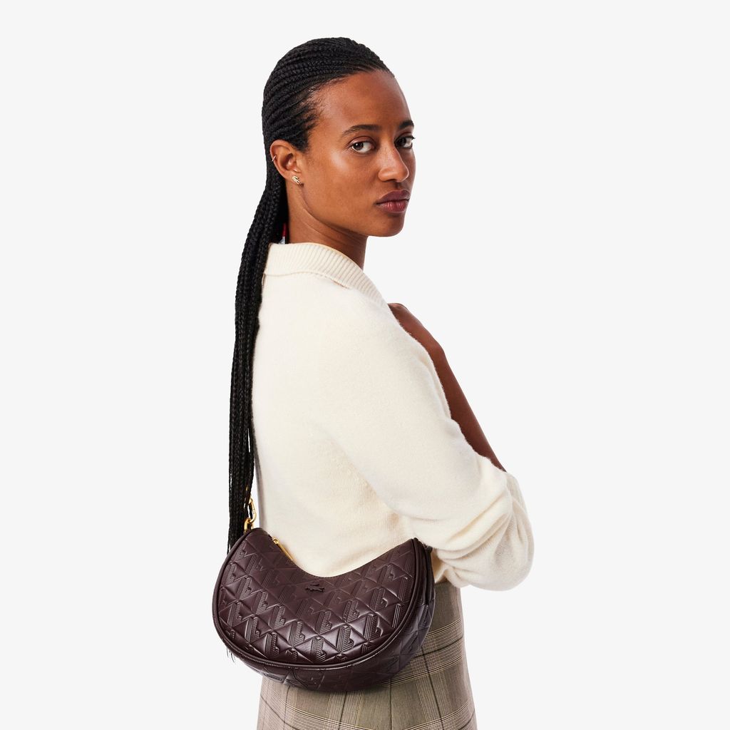 Túi Đeo Vai Bán Nguyệt Lacoste Nữ Maheki Dập Nổi Chất Liệu Da