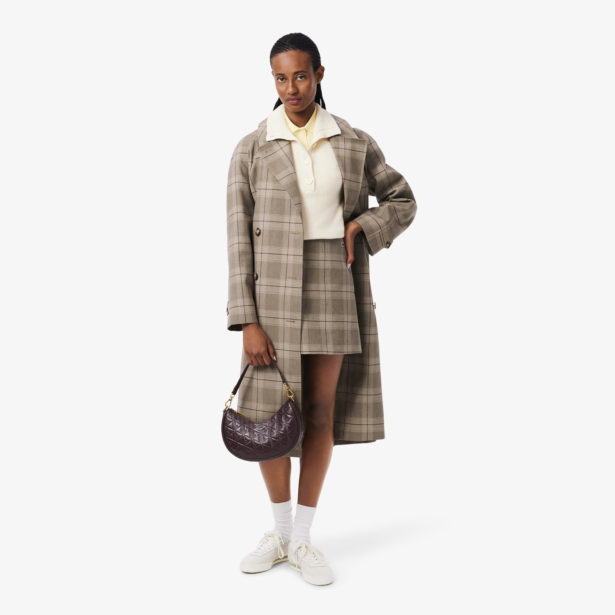 Túi Đeo Vai Bán Nguyệt Lacoste Nữ Maheki Dập Nổi Chất Liệu Da