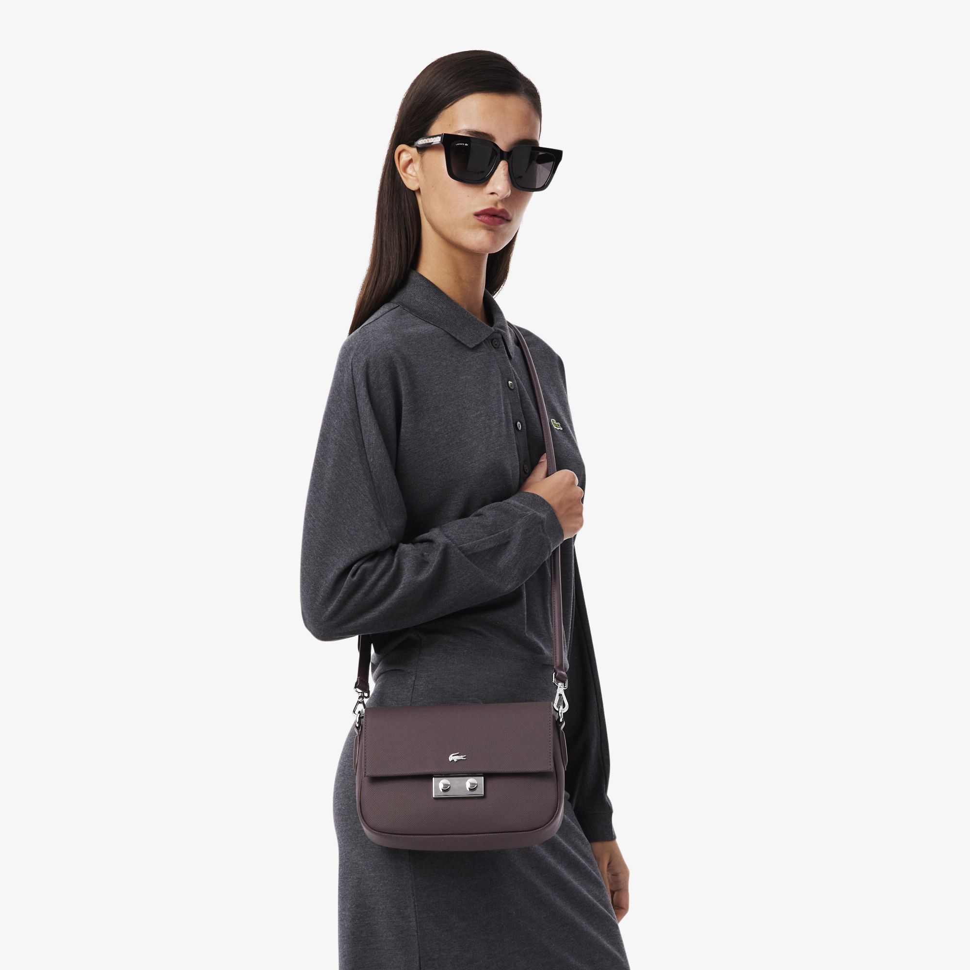 Túi Đeo Chéo Lacoste Nữ Daily City  Có Nắp Đóng