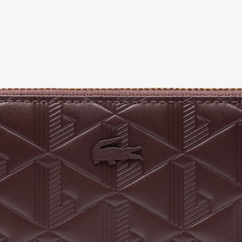 Ví Lacoste Nữ Maheki Có Khóa Kéo Dập Nổi Chất Liệu Da