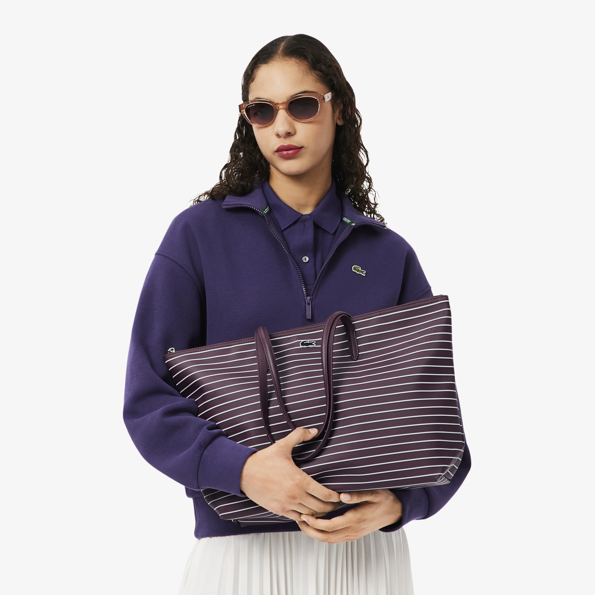 Túi Tote Lacoste Nữ L.12.12 Concept Size Lớn Có Sọc