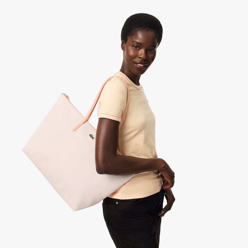 Túi Tote Lacoste Nữ L.12.12 Concept Kẻ Sọc Size Lớn
