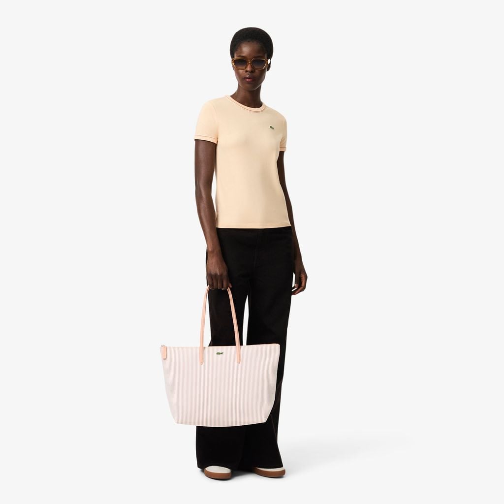 Túi Tote Lacoste Nữ L.12.12 Concept Kẻ Sọc Size Lớn