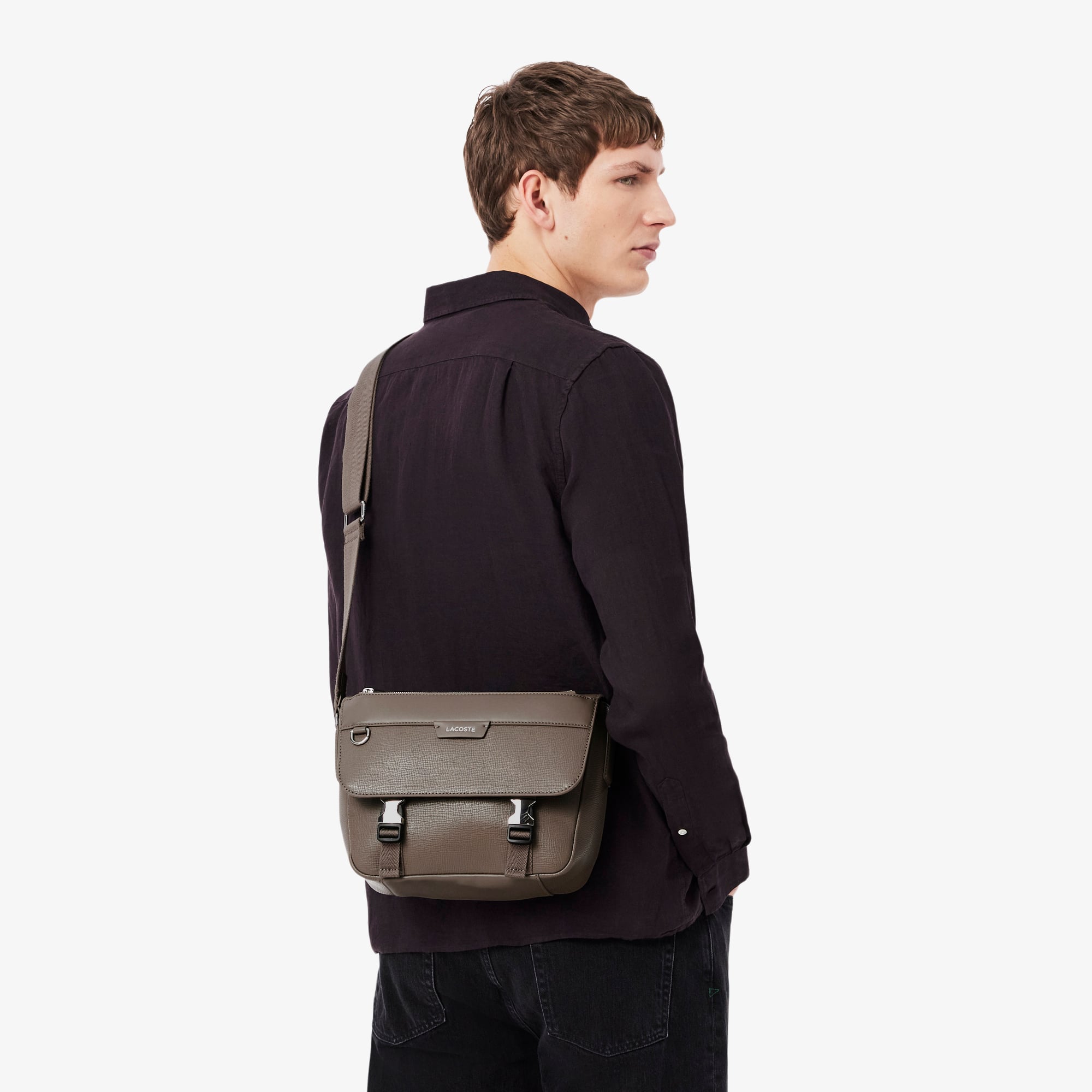 Túi Đeo Chéo Lacoste Nam Ossian Có Nắp Chất Liệu Da