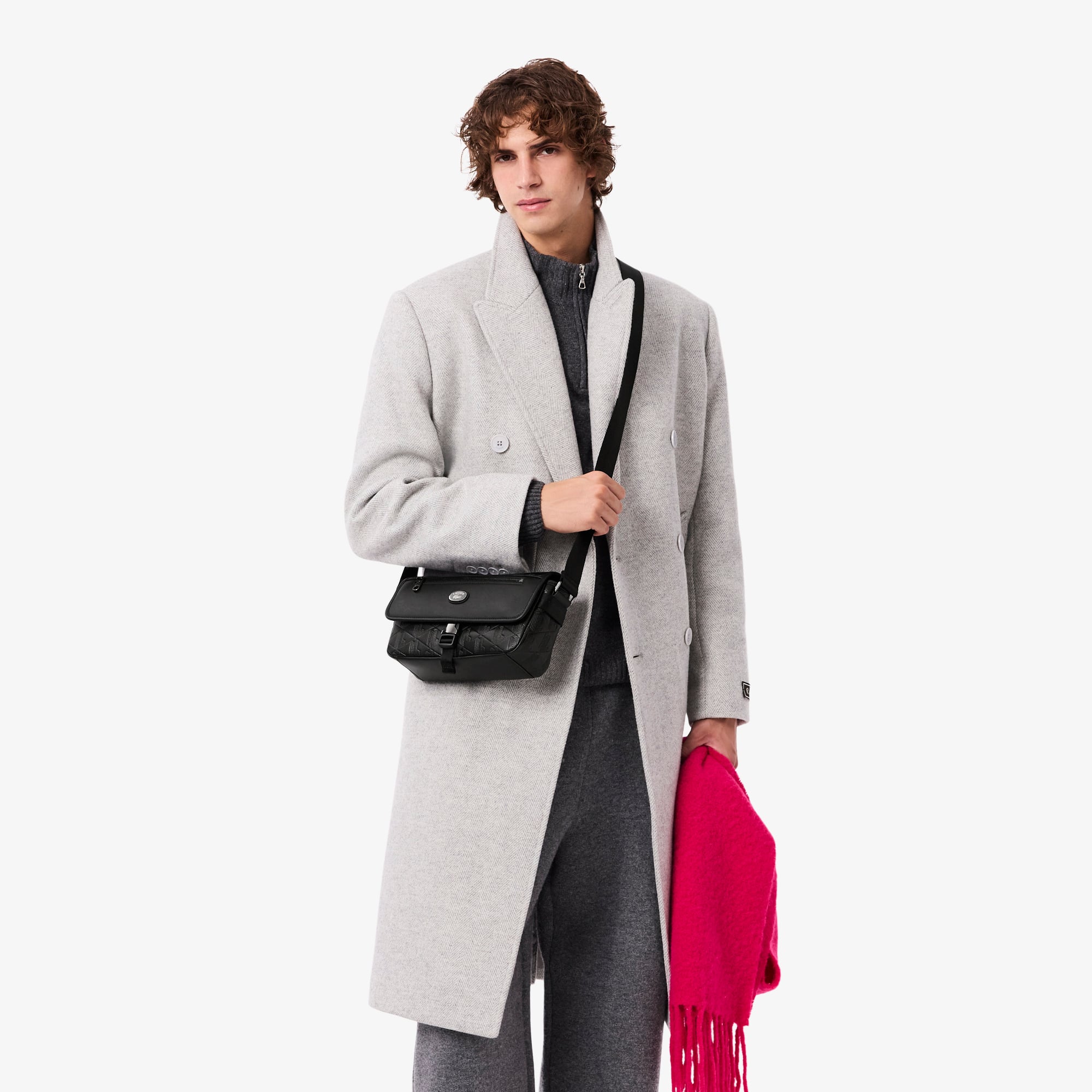 Túi Đeo Chéo Lacoste Nam Nomogramme Có Nắp Chất Liệu Da Size Nhỏ