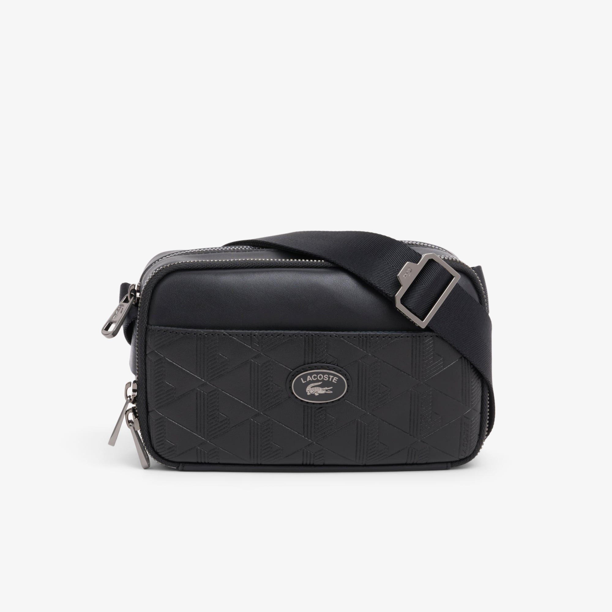 Túi Đeo Chéo Lacoste Nam Dáng Đứng Chất Liệu Da Họa Tiết Monogram