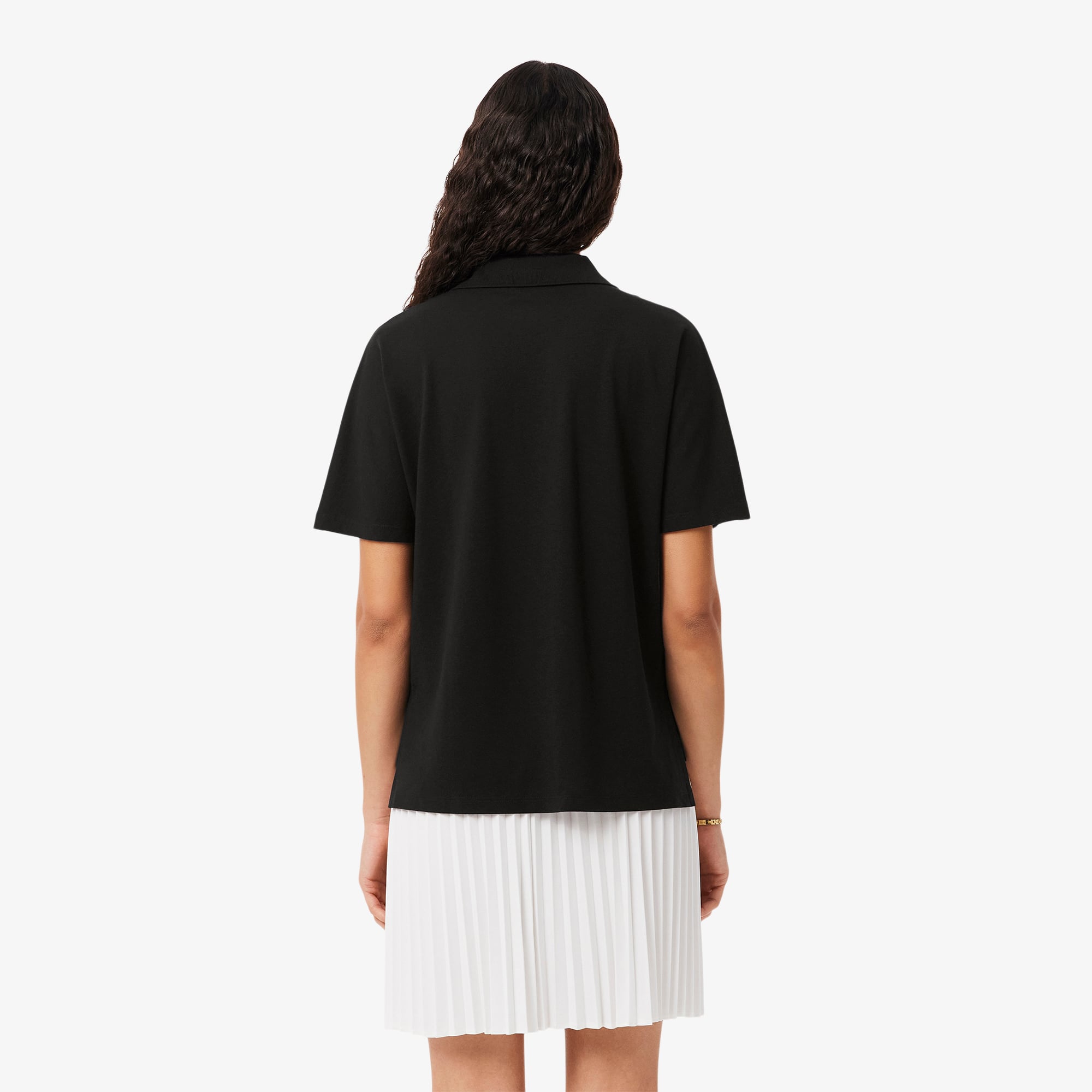 Áo Polo Lacoste Nữ Dáng Rộng Chất Liệu Piqué Mềm Mại