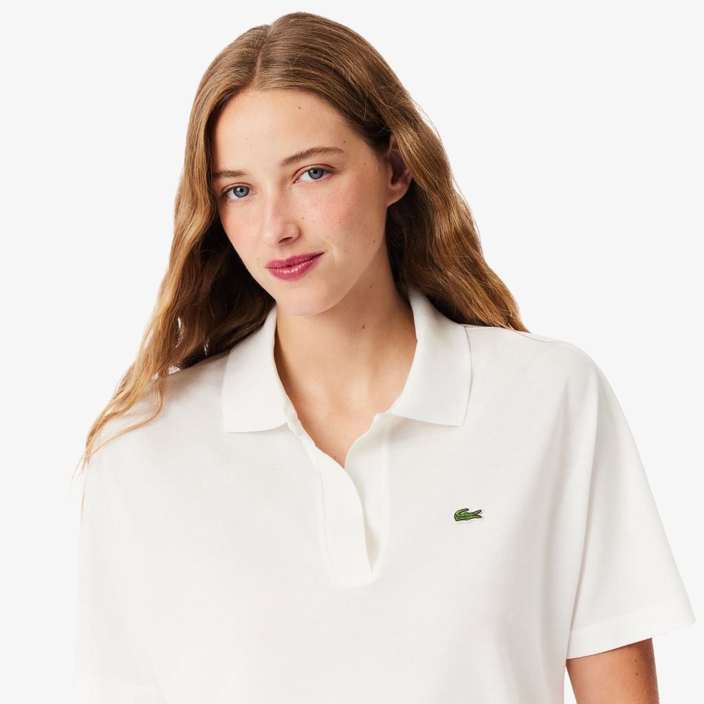 Áo Polo Lacoste Nữ Dáng Rộng Chất Liệu Piqué Mềm Mại