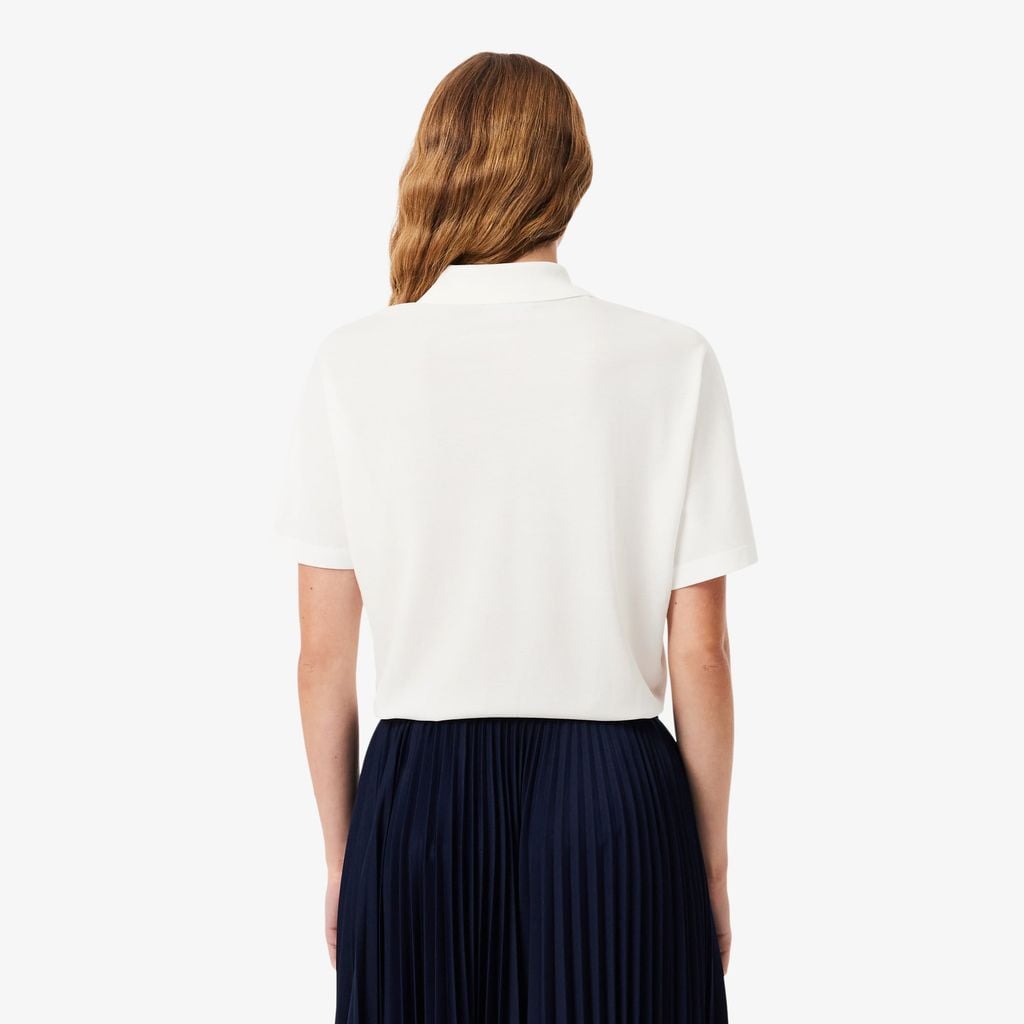 Áo Polo Lacoste Nữ Dáng Rộng Chất Liệu Piqué Mềm Mại