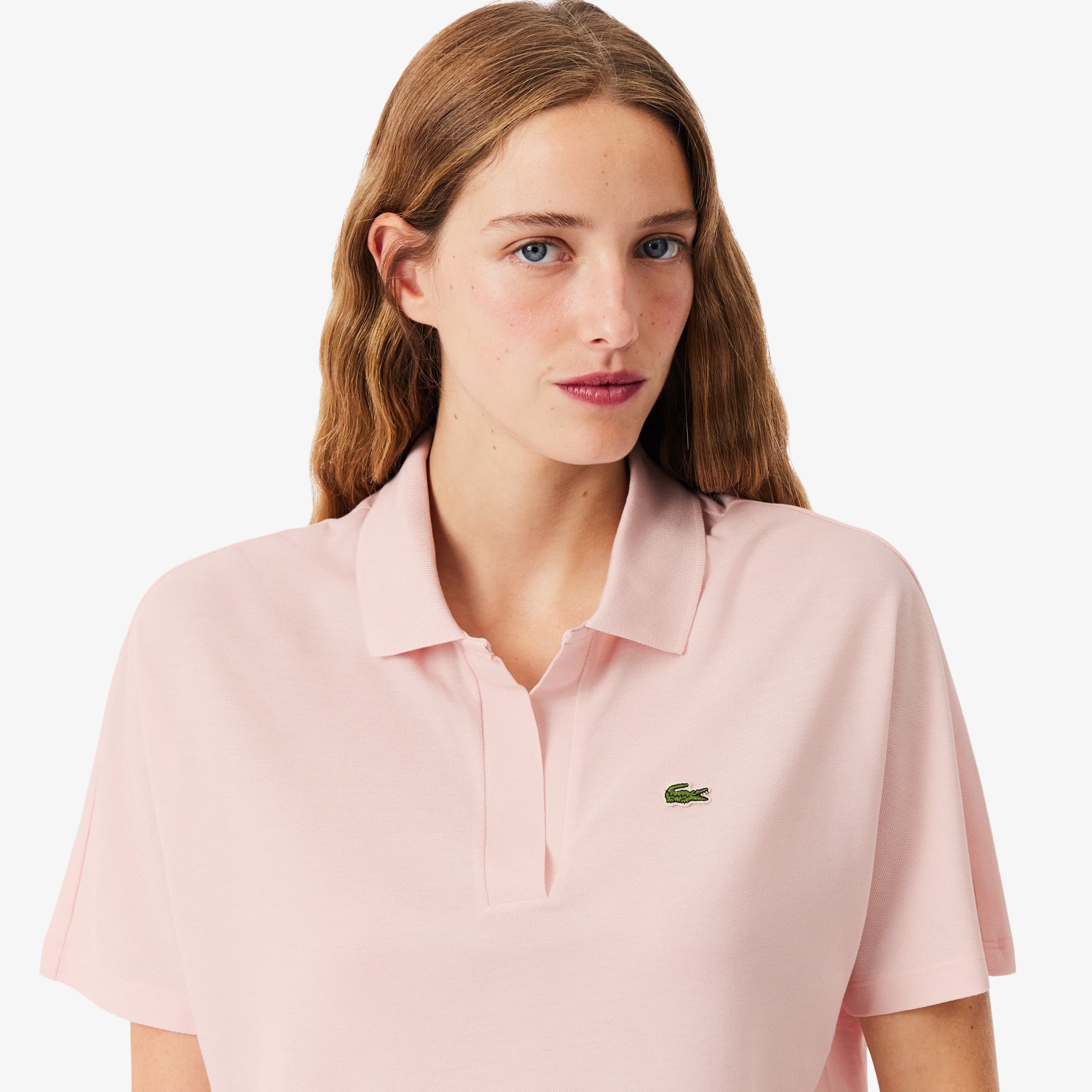 Áo Polo Lacoste Nữ Dáng Rộng Chất Liệu Piqué Mềm Mại