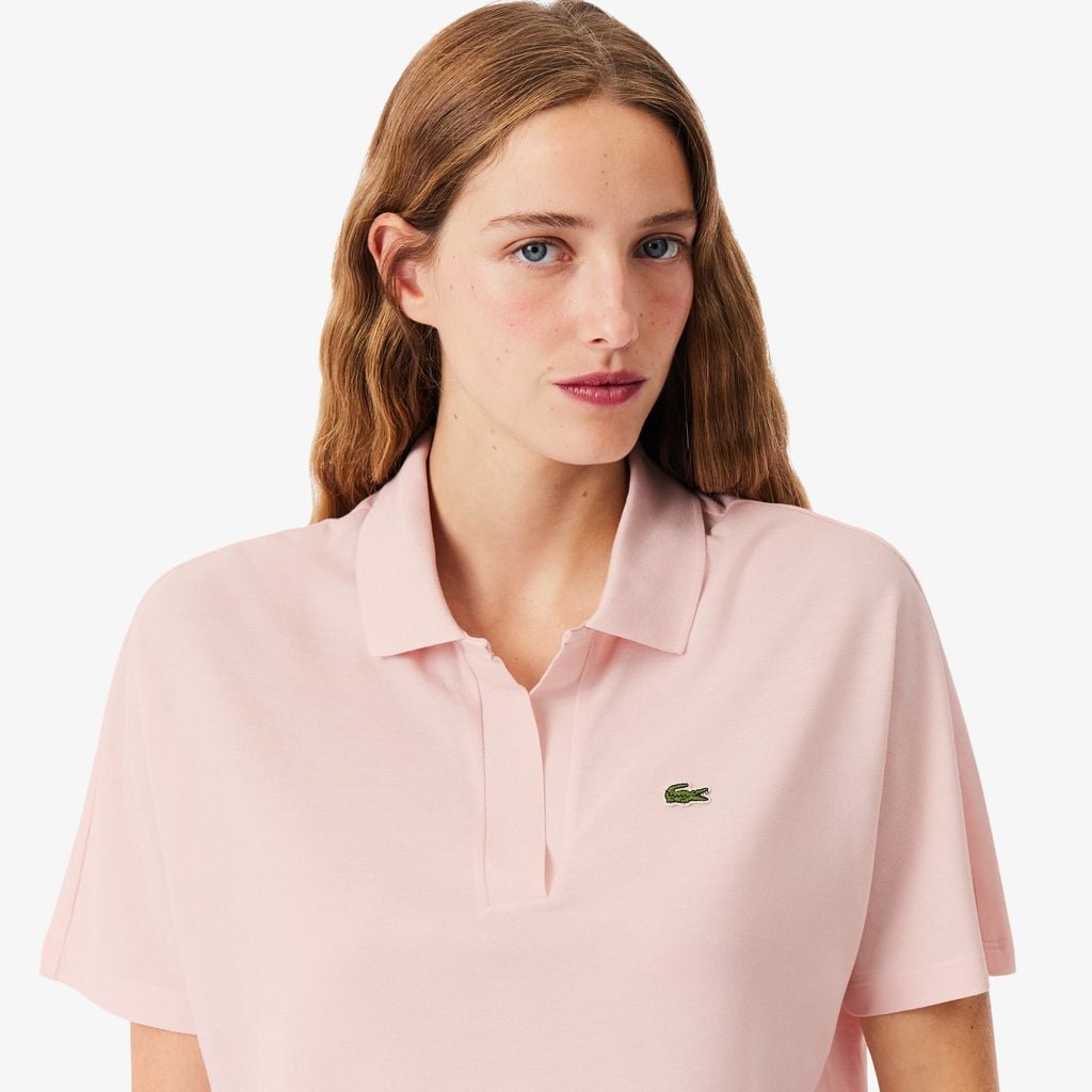 Áo Polo Lacoste Nữ Dáng Rộng Chất Liệu Piqué Mềm Mại