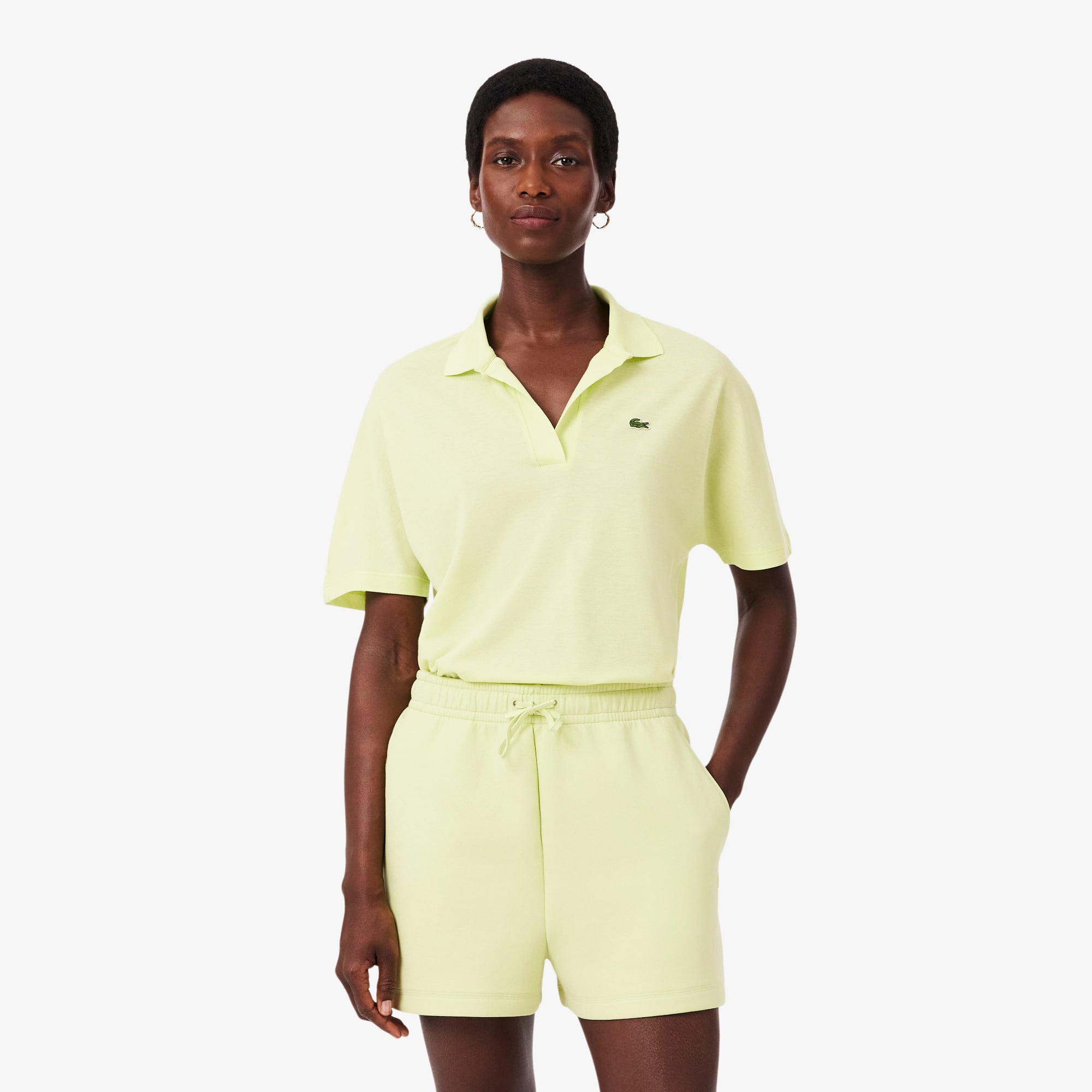 Áo Polo Lacoste Nữ Dáng Rộng Chất Liệu Piqué Mềm Mại