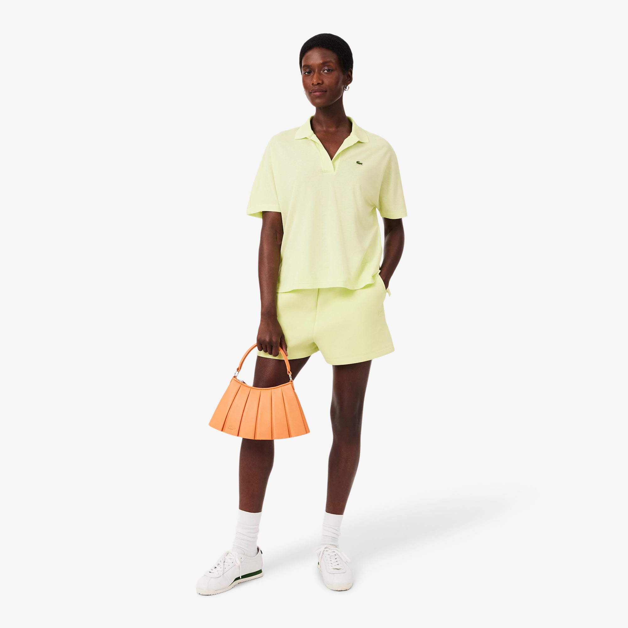 Áo Polo Lacoste Nữ Dáng Rộng Chất Liệu Piqué Mềm Mại