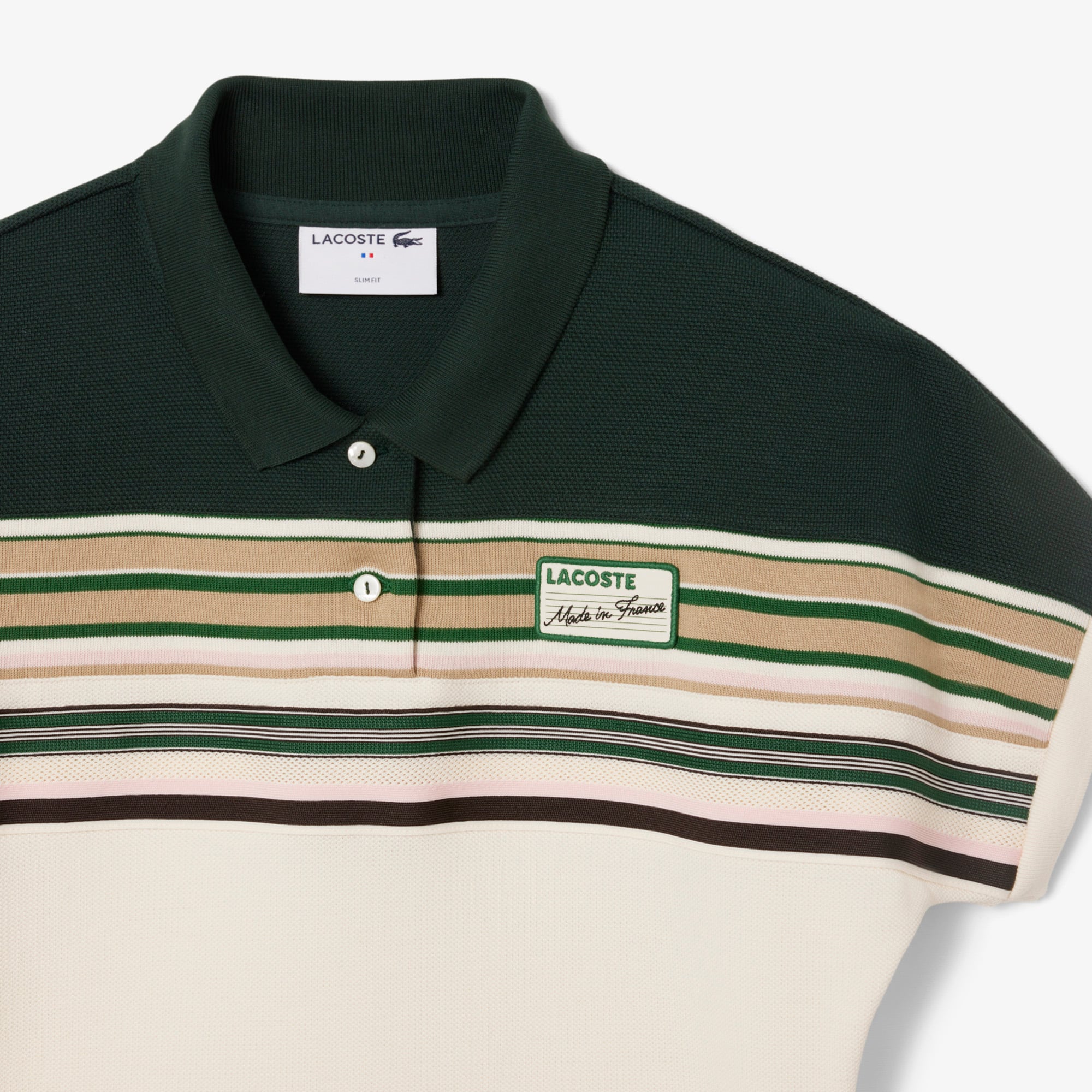 Áo Polo Lacoste Nữ Ôm Dáng Sọc Sản Xuất Tại Pháp