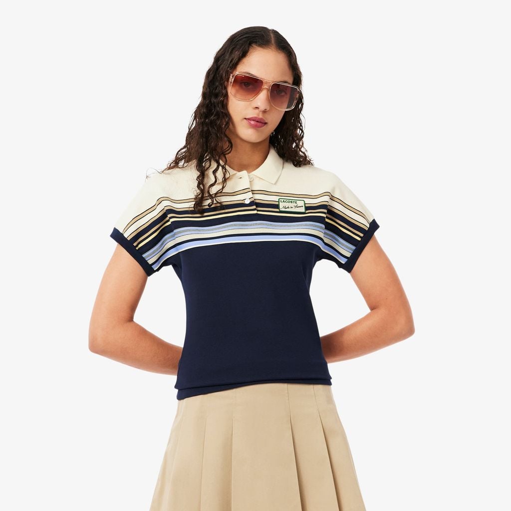 Áo Polo Lacoste Nữ Ôm Dáng Sọc Sản Xuất Tại Pháp