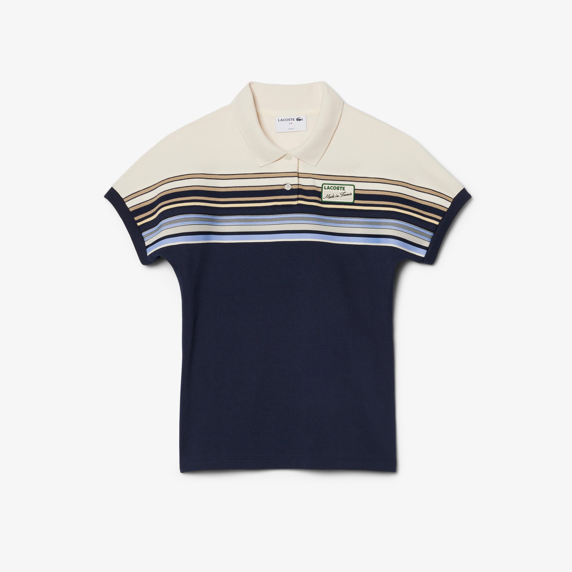 Áo Polo Lacoste Nữ Ôm Dáng Sọc Sản Xuất Tại Pháp