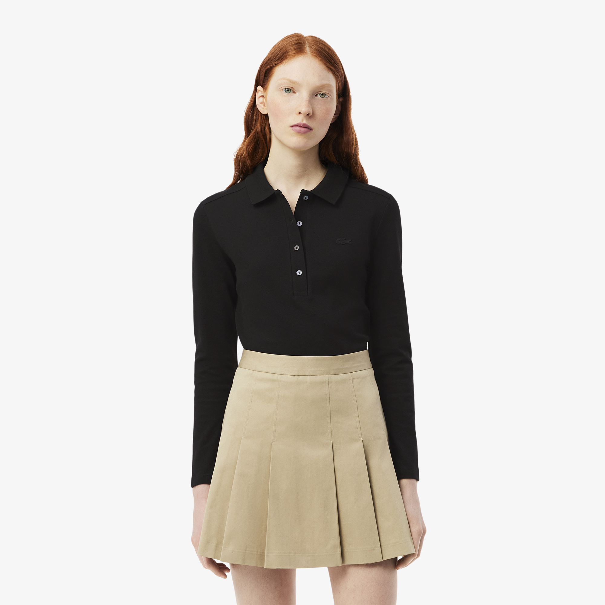 Áo Polo Lacoste Nữ L.12.D Piqué Ôm Dáng Co Giãn