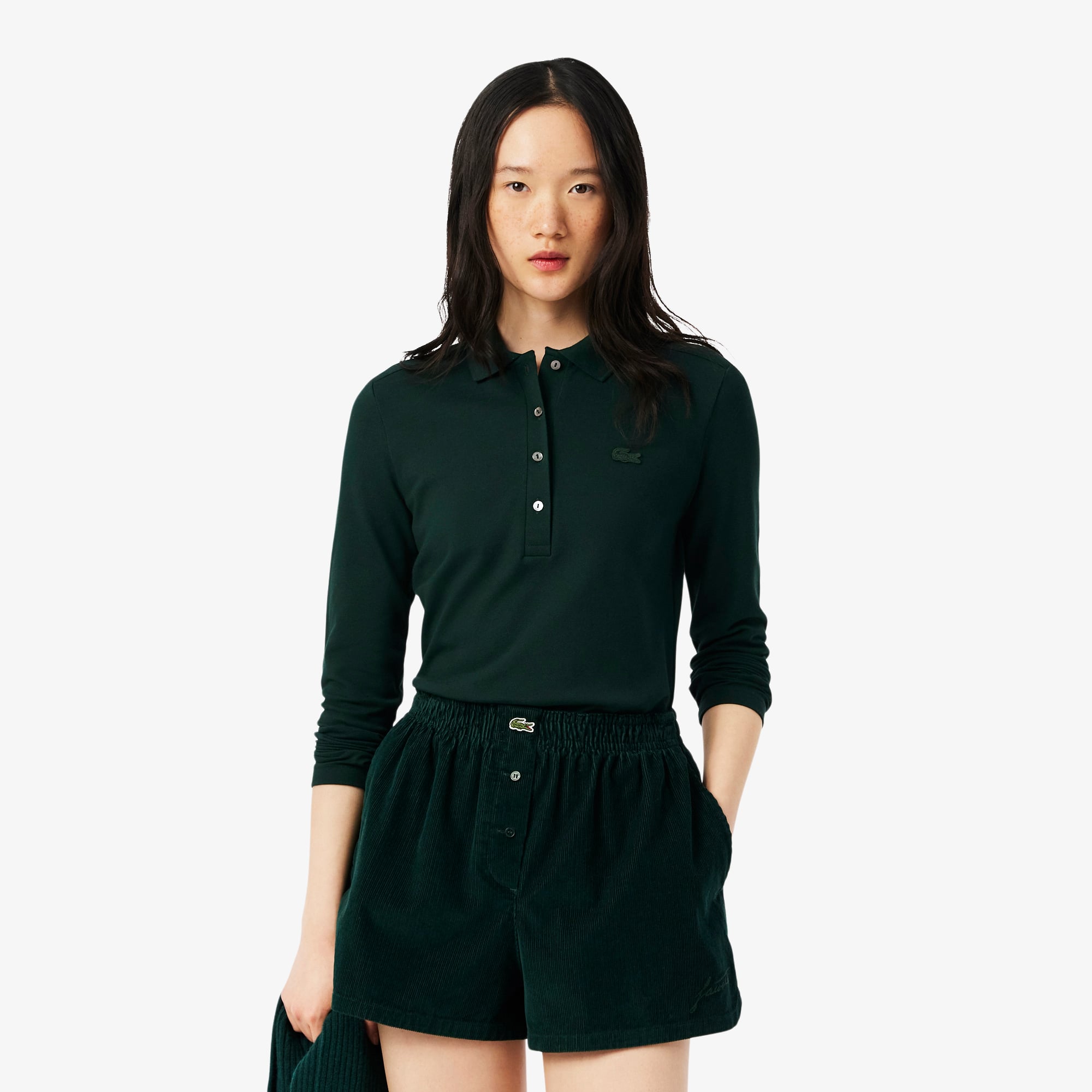 Áo Polo Lacoste Nữ L.12.D Piqué Ôm Dáng Co Giãn