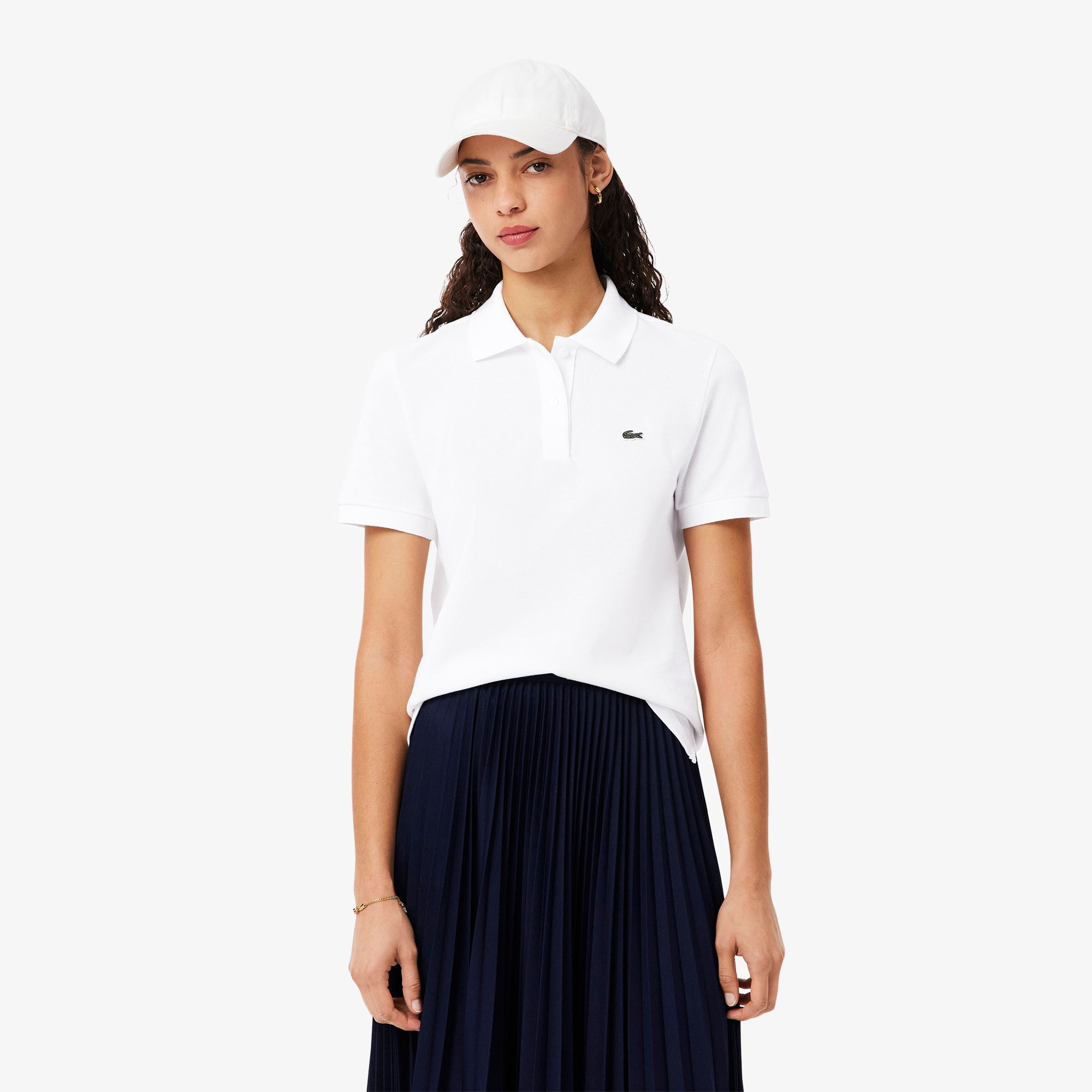 Áo Polo Lacoste Nữ Dáng Suông Chất Liệu Piqué Mềm Mại