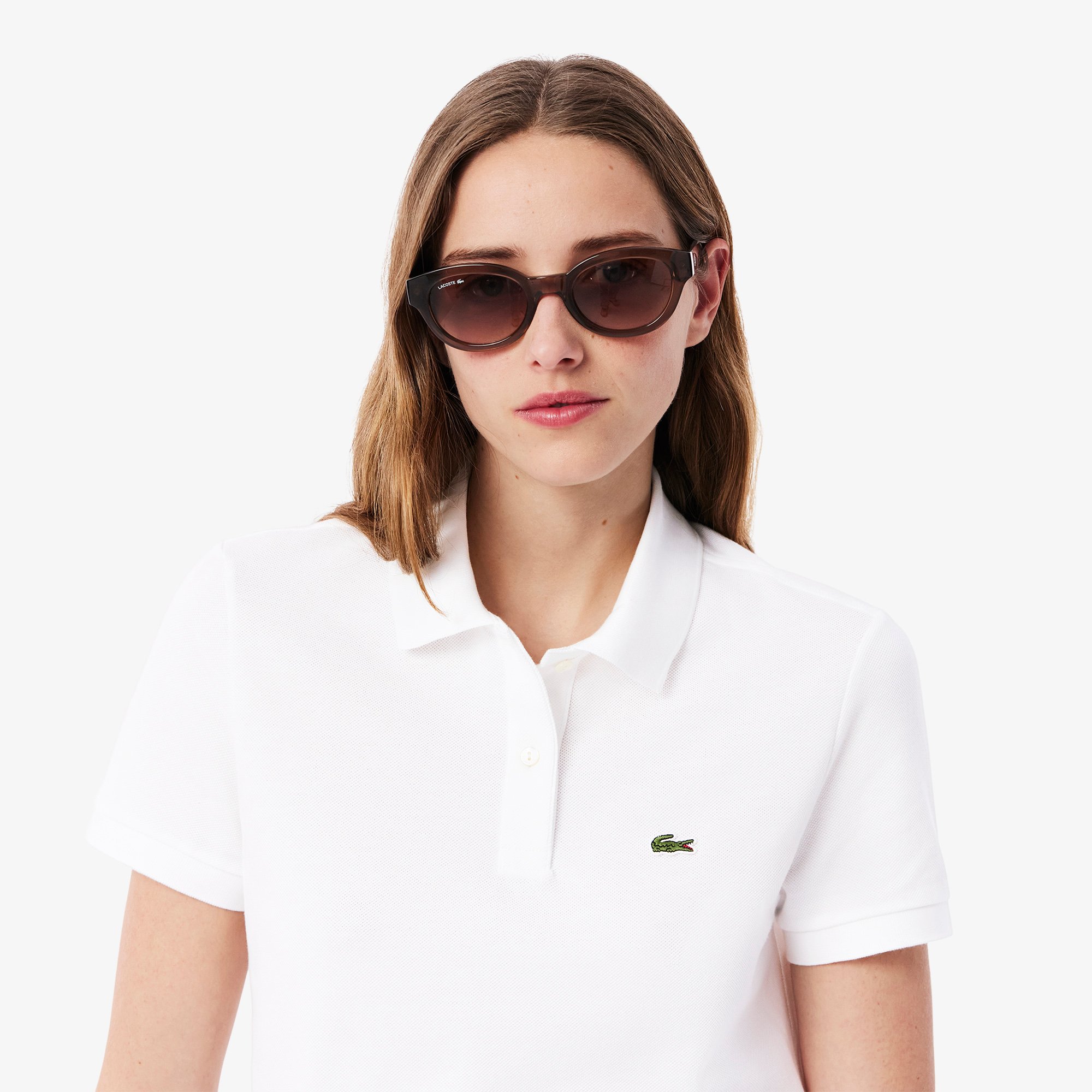 Áo Polo Lacoste Nữ Dáng Suông Chất Liệu Piqué Mềm Mại