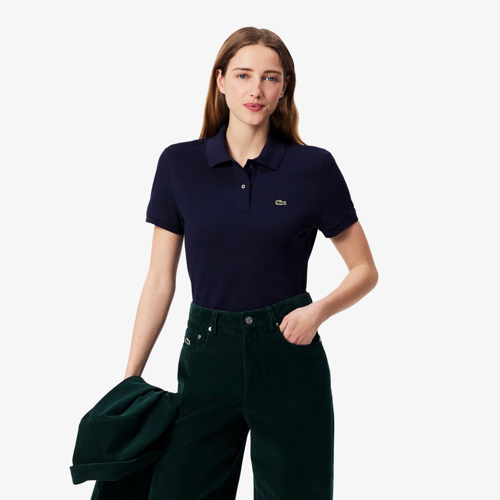Áo Polo Lacoste Nữ Dáng Suông Chất Liệu Piqué Mềm Mại