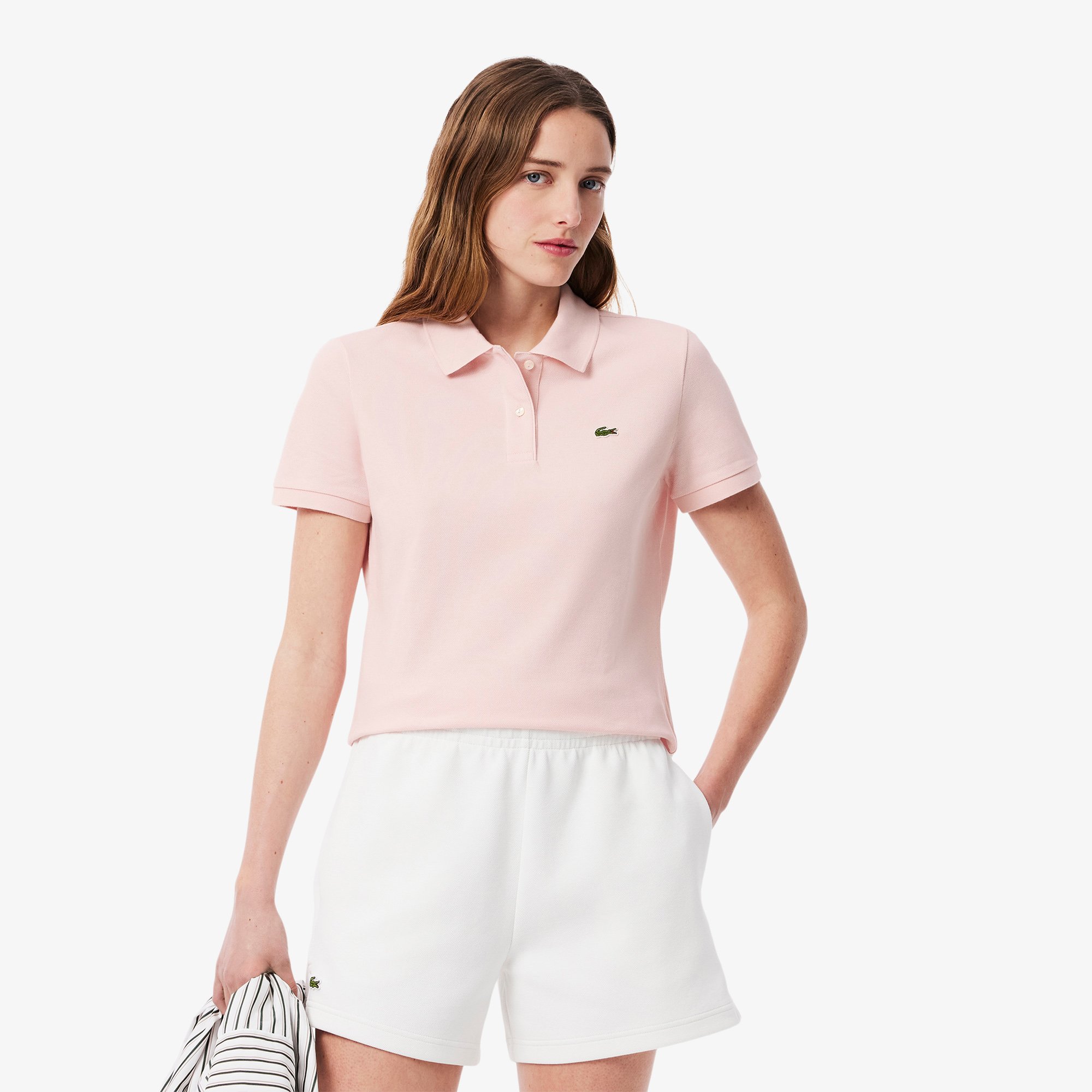 Áo Polo Lacoste Nữ Dáng Suông Chất Liệu Piqué Mềm Mại