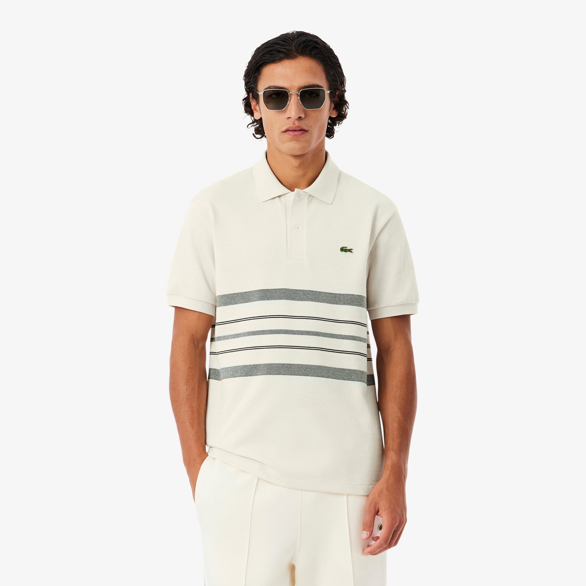 Áo Polo Lacoste Nam Dáng Cổ Điển Kẻ Sọc Sản Xuất Tại Pháp