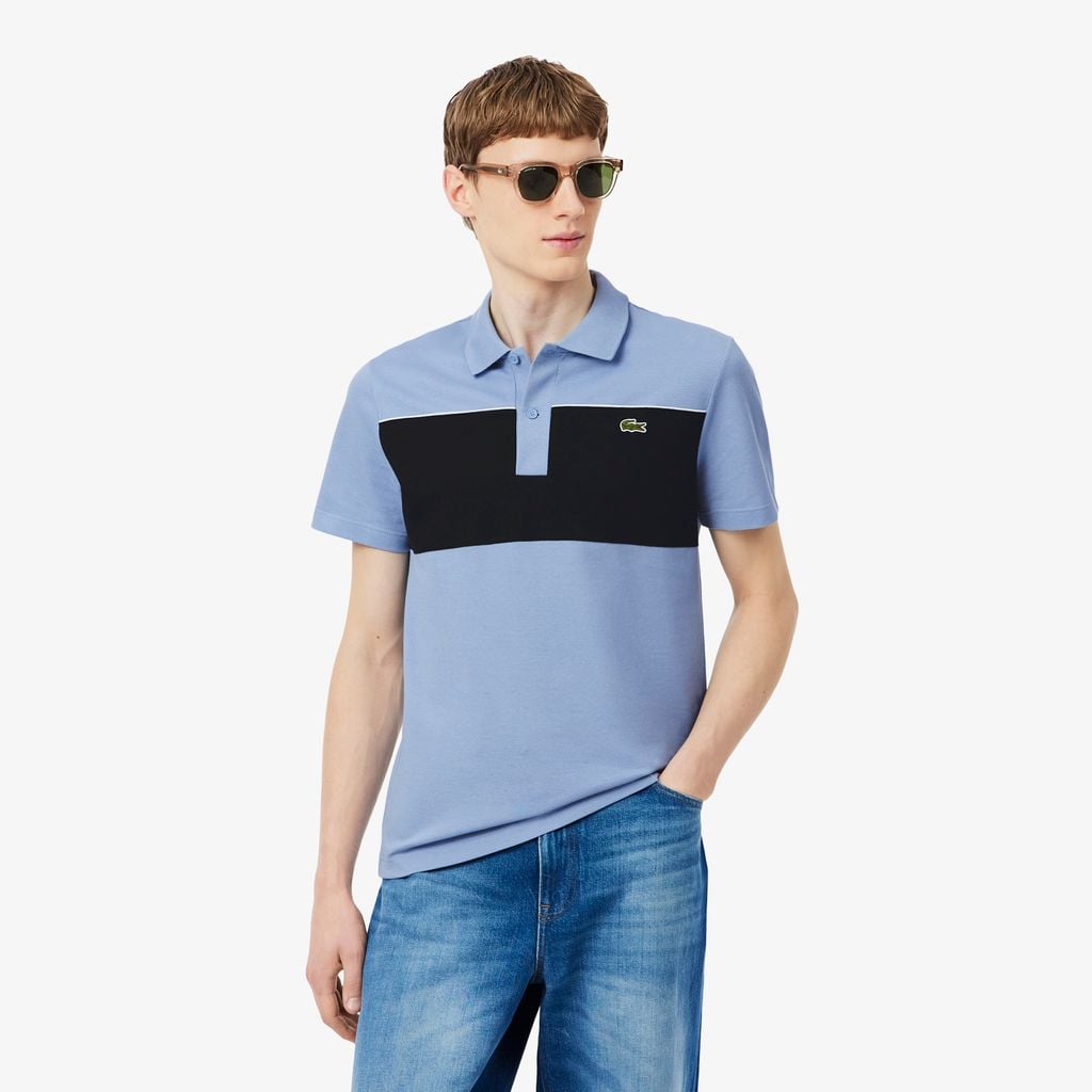 Áo Polo Lacoste Nam Dáng Suông Chất Liệu Piqué Họa Tiết Color-Block